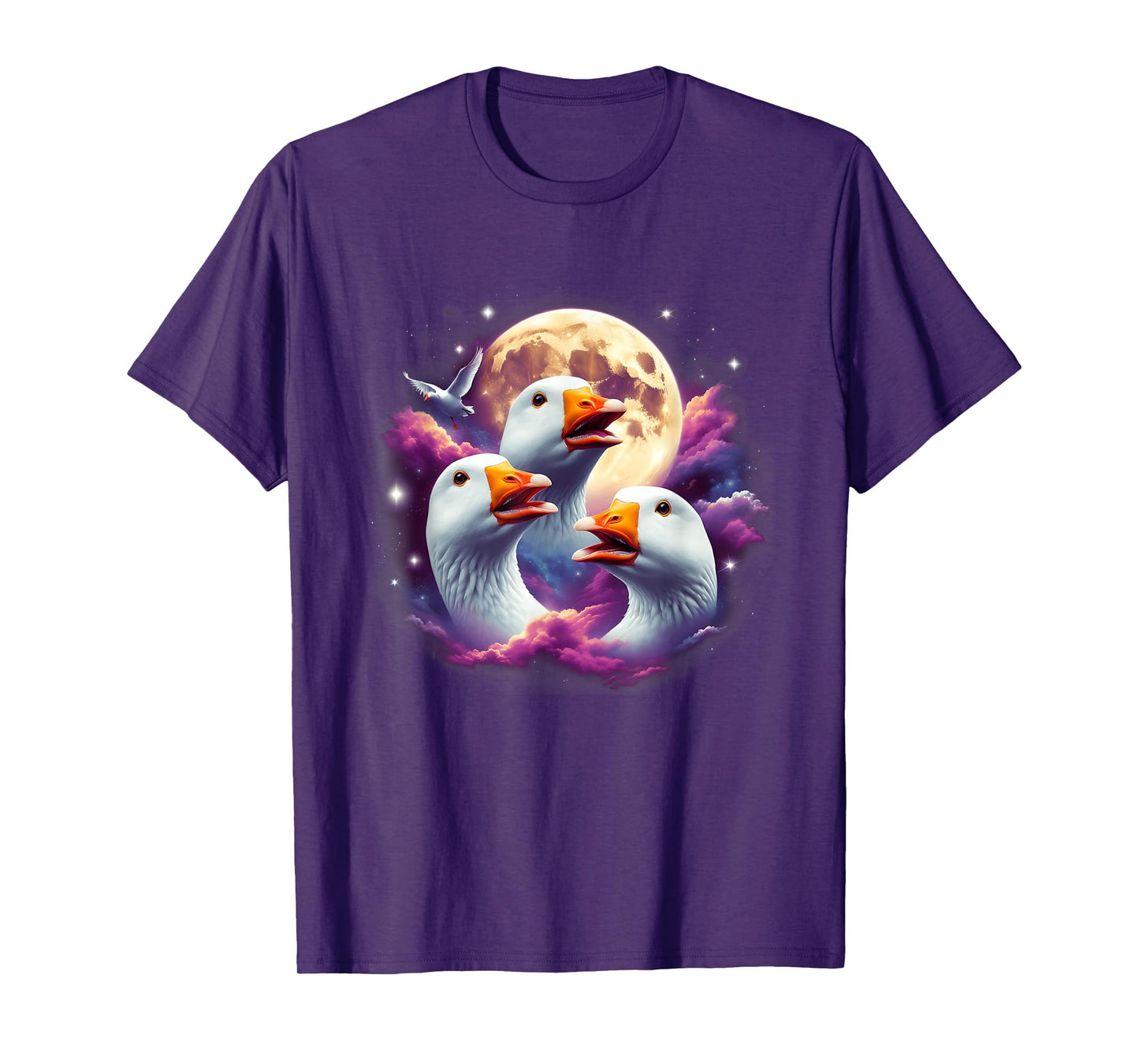 Three Geese Moon Funny Goose Howling At The Moon Parody T-Shirt