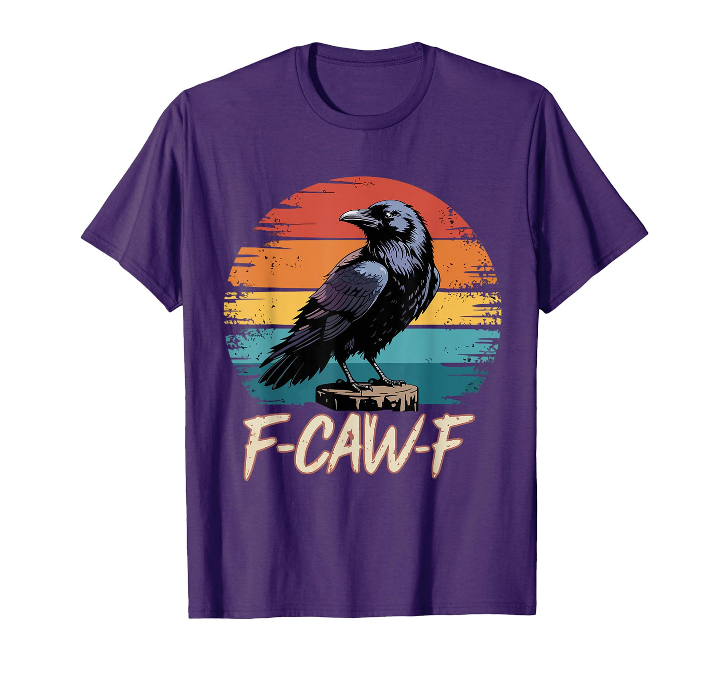 Retro F-Caw-F Black Bird Crow Funny Crow Bird Cawing Grunge T-Shirt