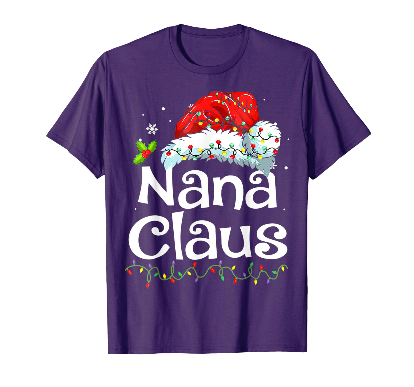 Nana Claus Christmas Pajama Family Matching Xmas Light T-Shirt
