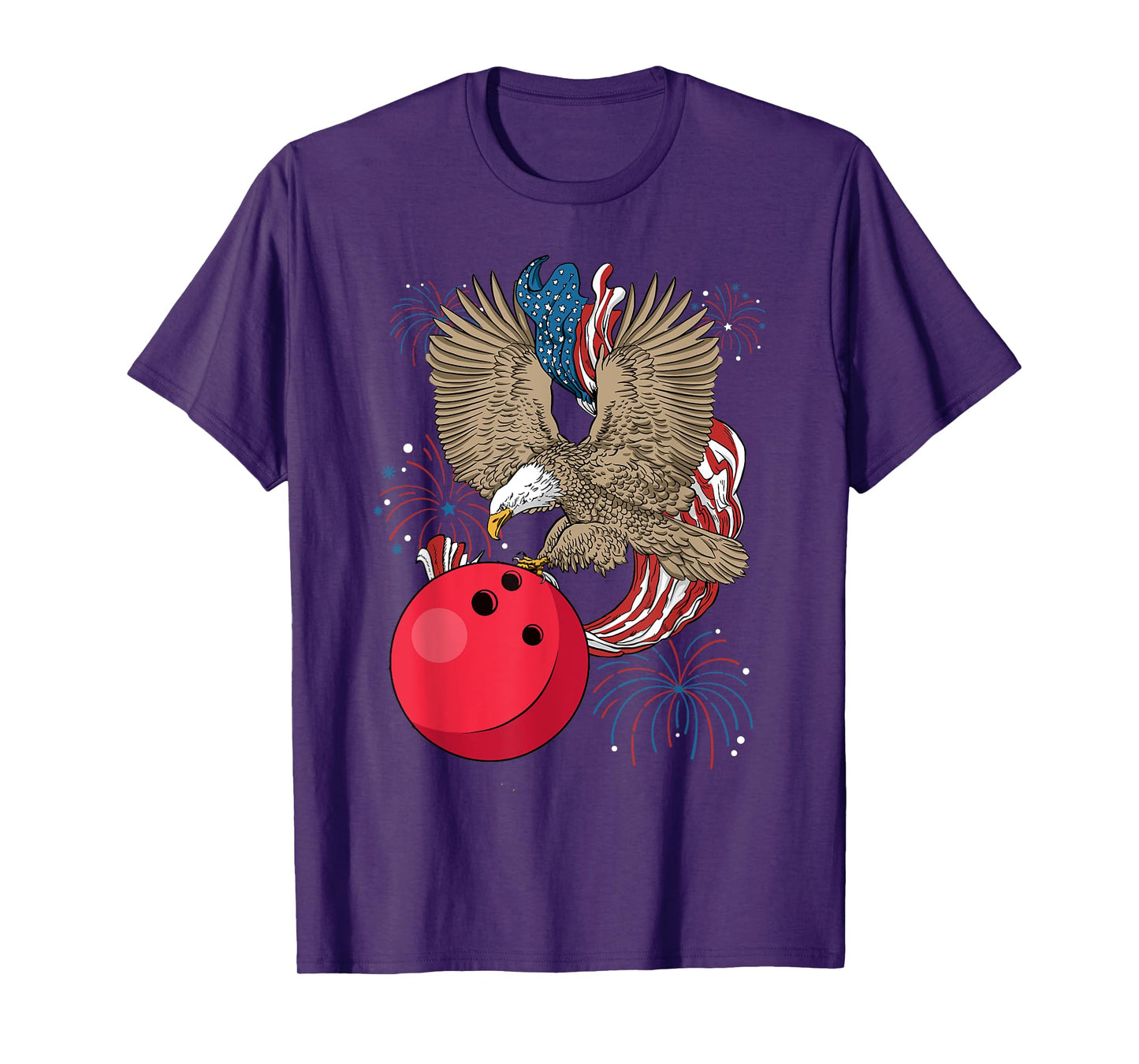 Bowling 4th Of July Eagle USA Flag America Bowling Player T-Shirt