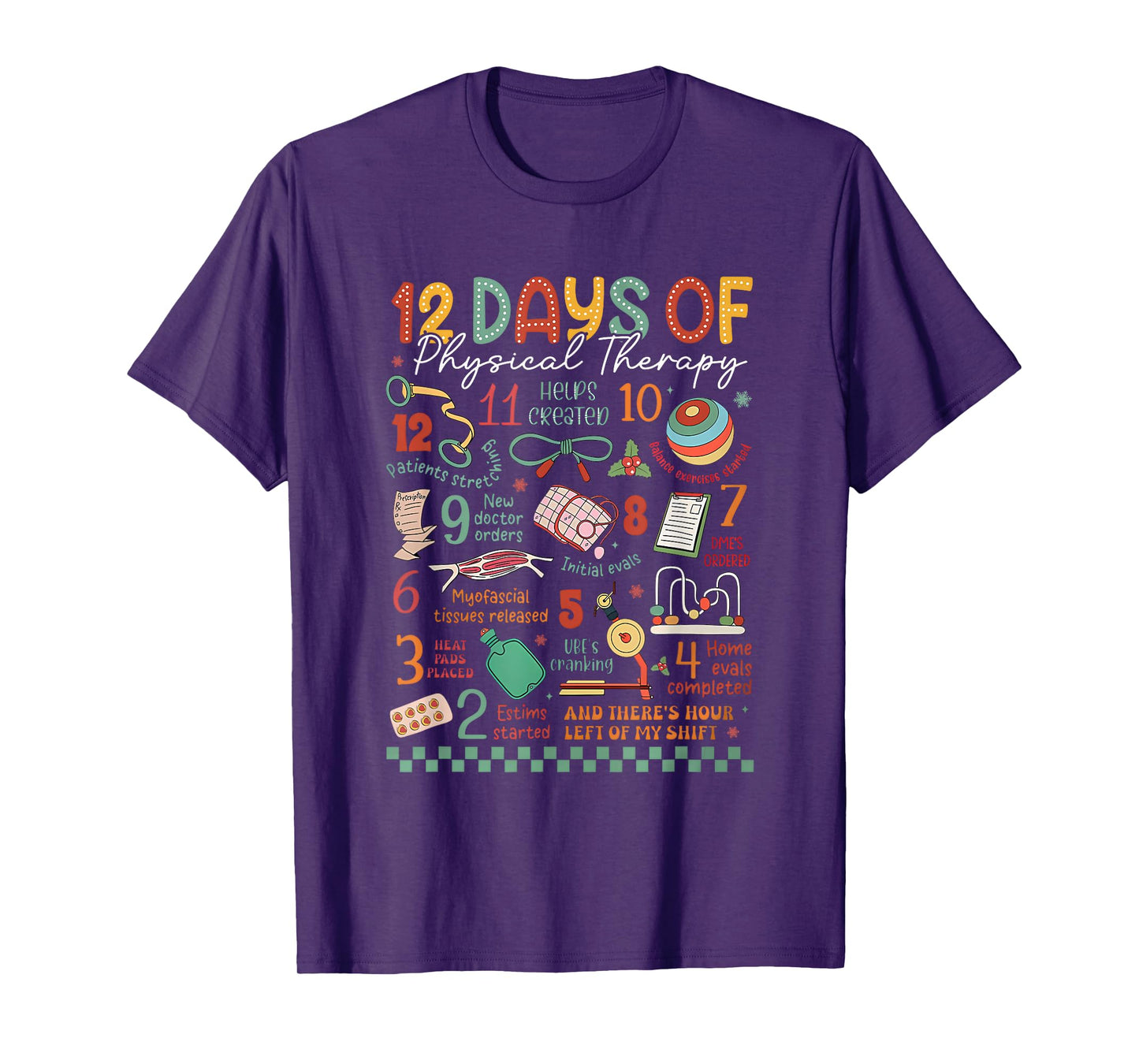 12 Days of Physical Therapy Christmas PT Physical Therapist T-Shirt