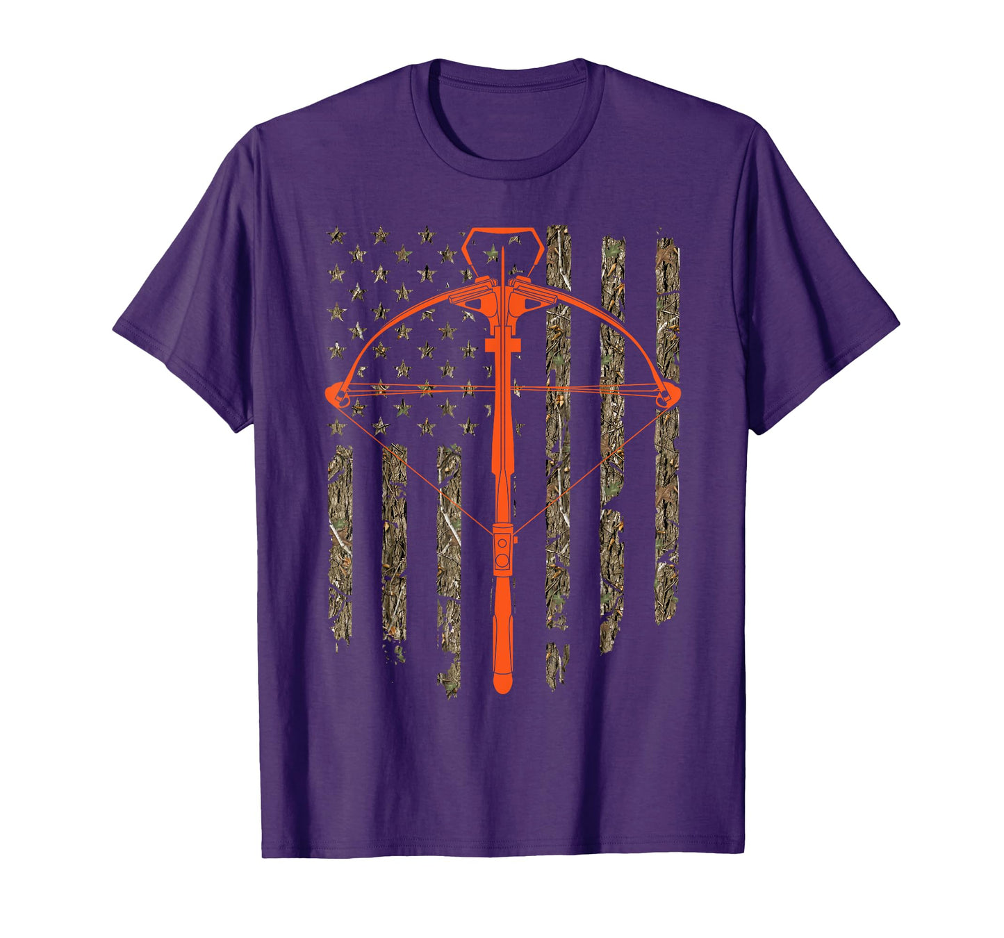 Crossbow Archery Bow Hunting Camo American Flag Distressed T-Shirt for Women Men