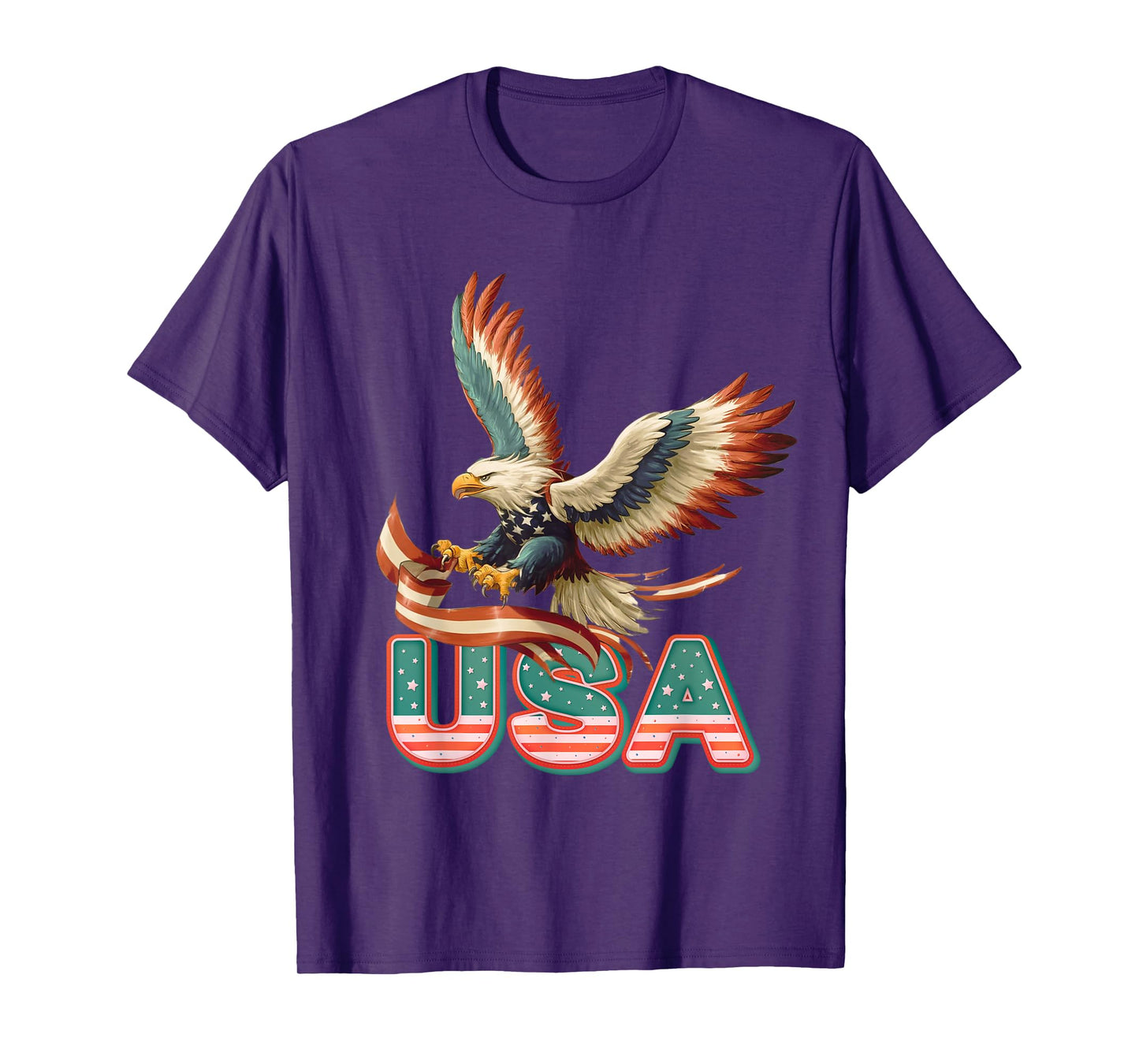 Vintage Eagle 4th of July USA Flag Patriotic American T-Shirt