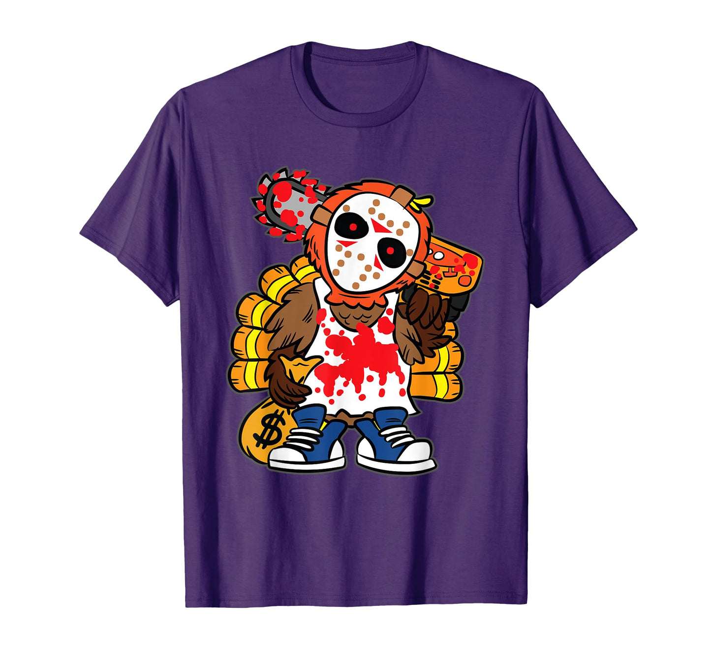 Turkey Horror Movie Thanksgiving Day Funny Bird Fall Autumn T-Shirt