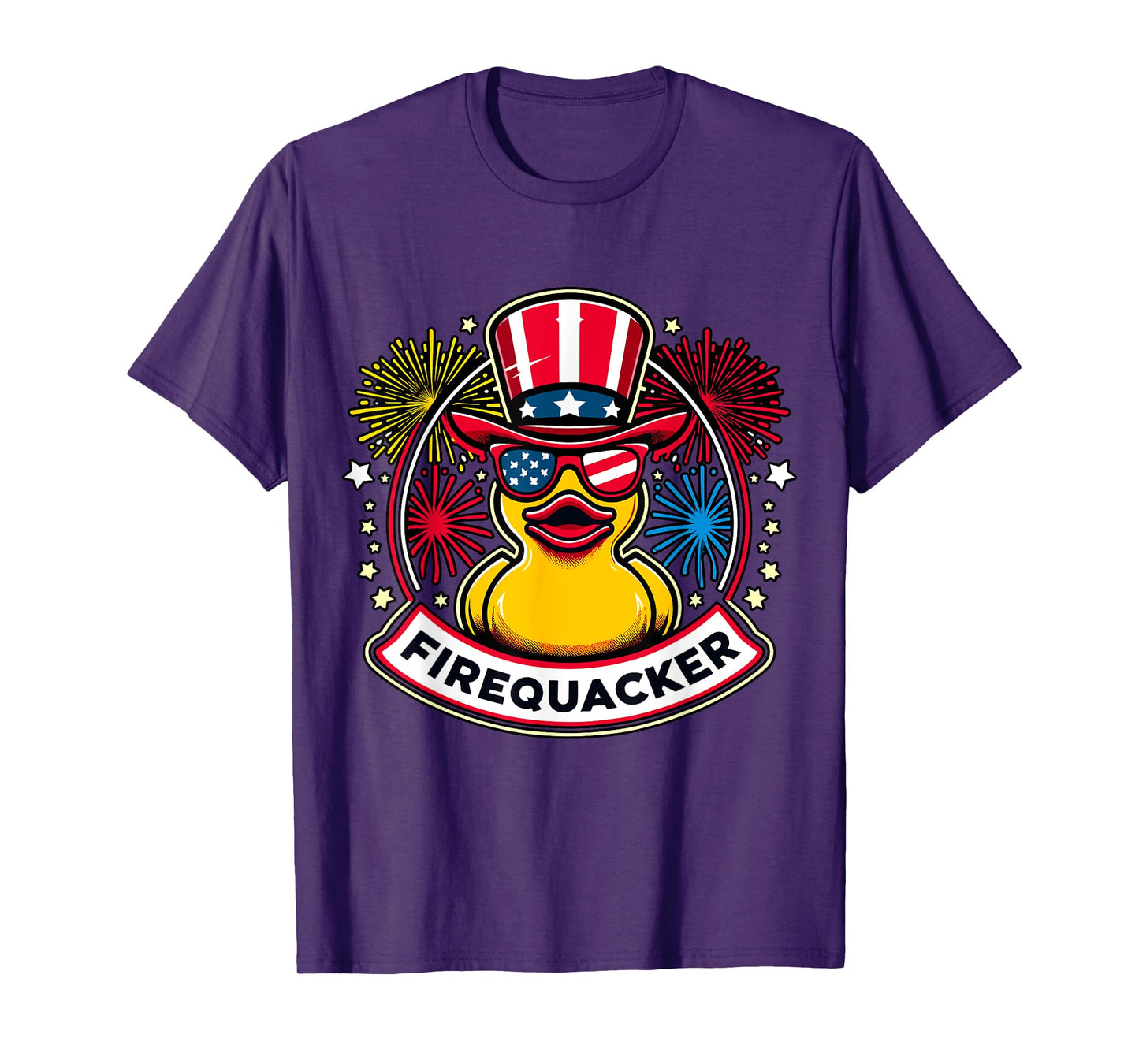 Firequacker 4th of July Rubber Duck USA Flag T-Shirt
