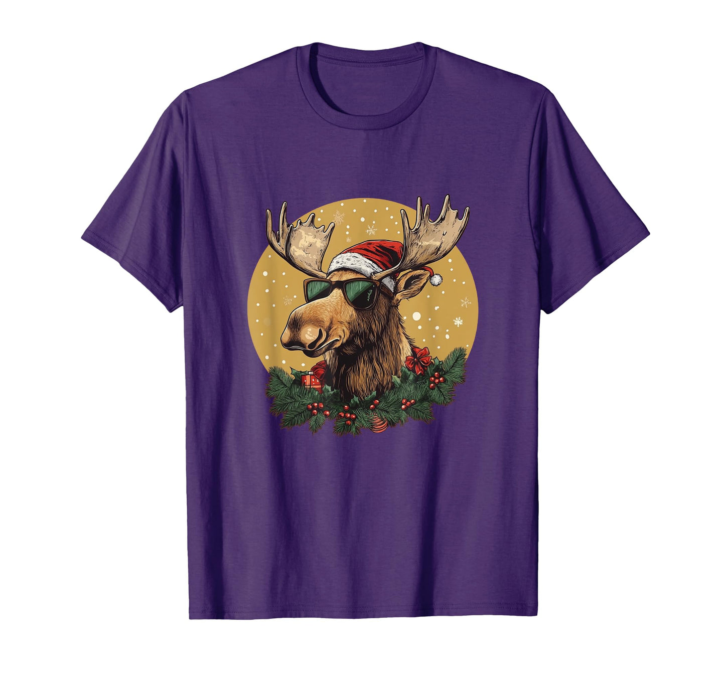Sunglasses Christmas Moose Bringing the Holiday Vibes T-Shirt