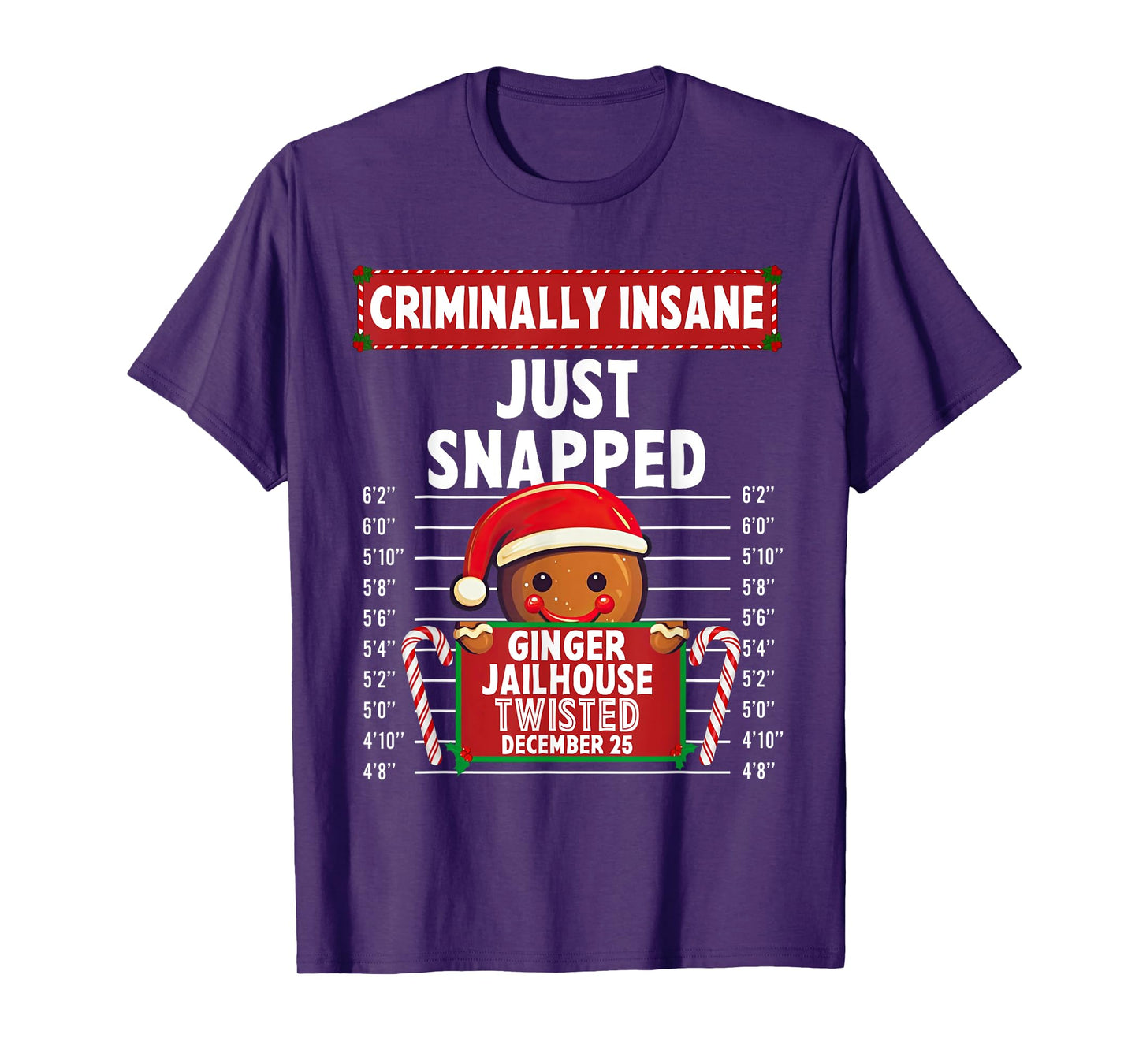 Criminally Insane Ginger Jailhouse Christmas Gingerbread T-Shirt