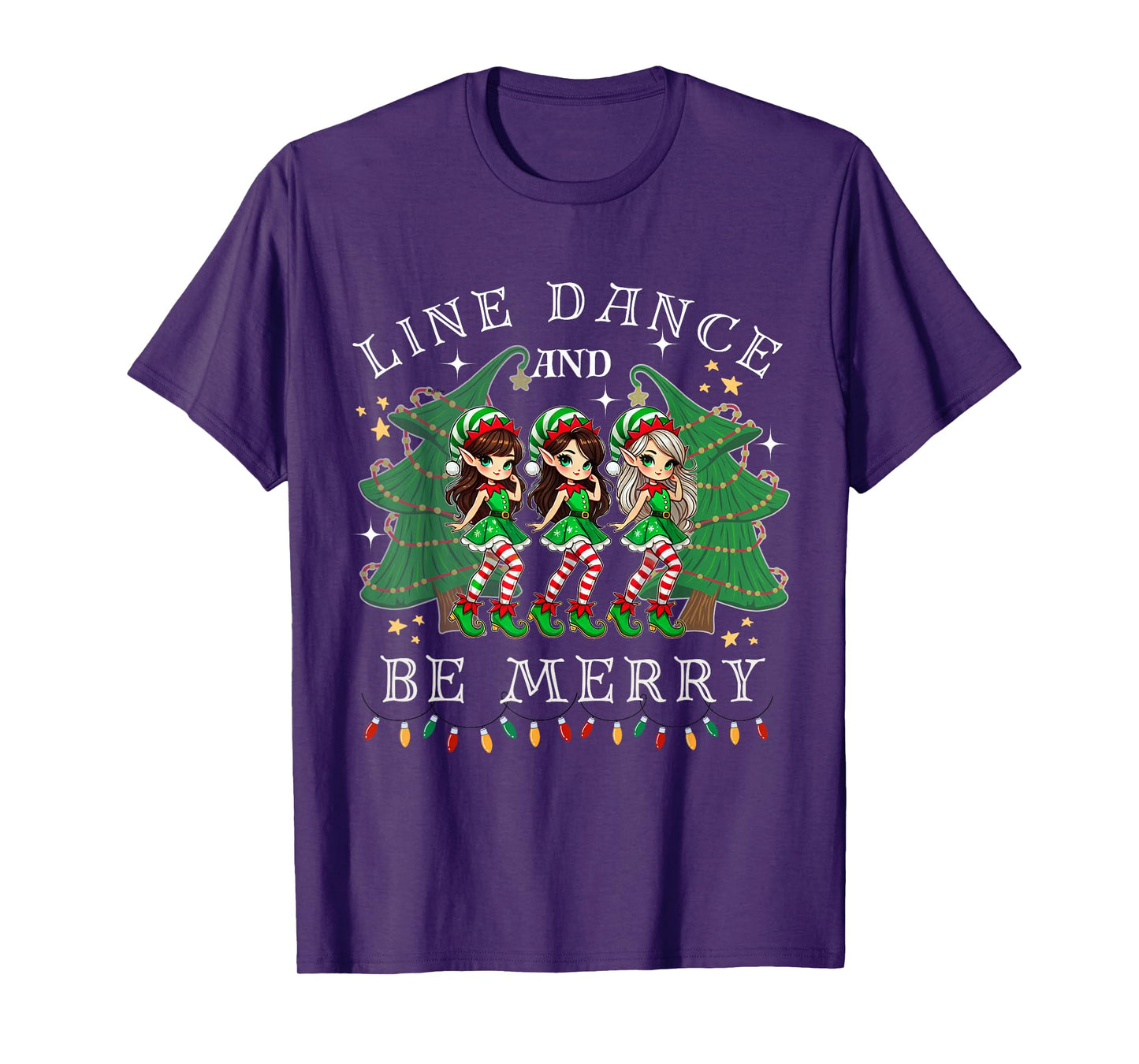 Line Dance and Be Merry Christmas Elf Dancing Holiday Season T-Shirt