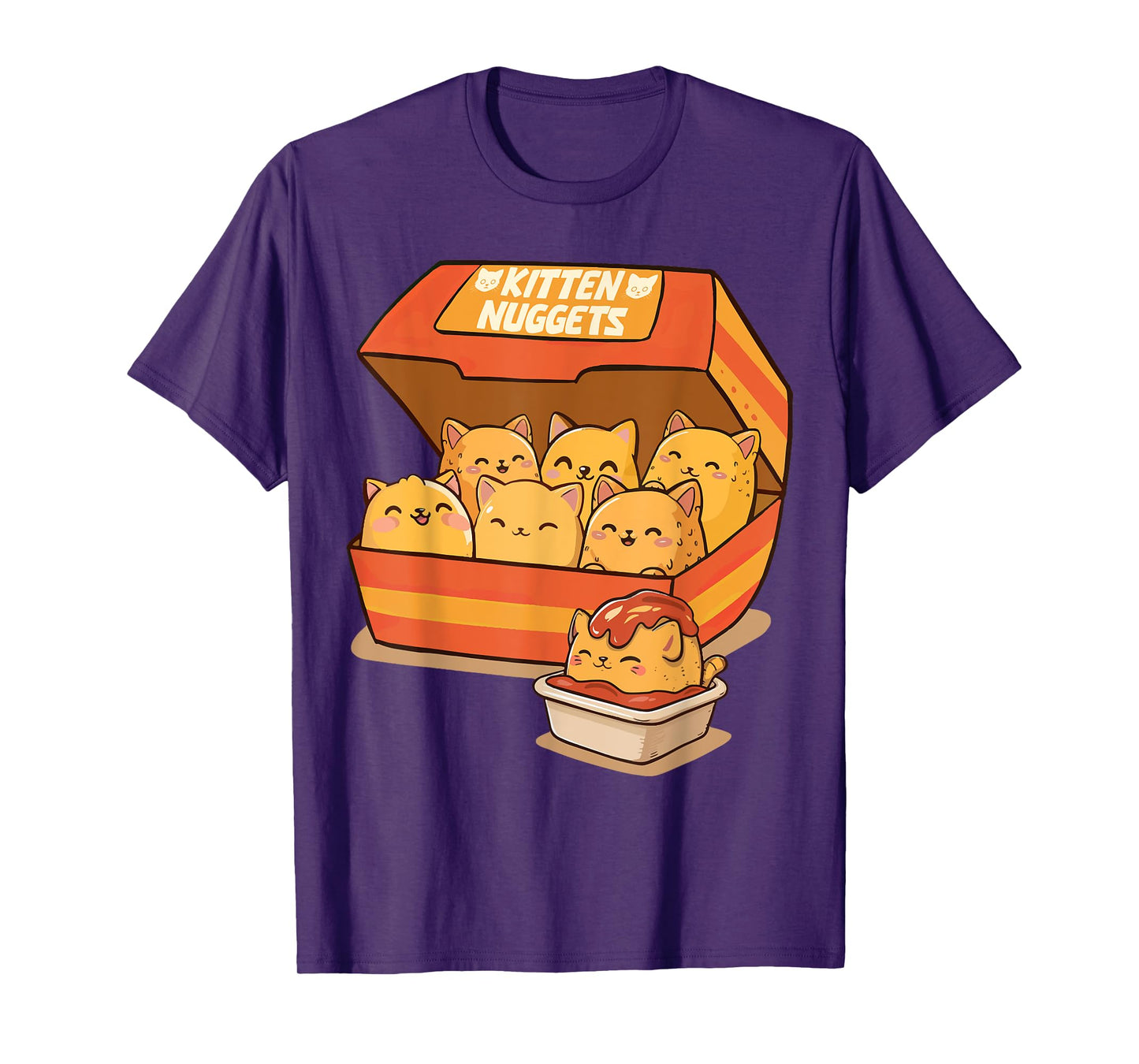 Cat Lover Fast Food Chicken Nuggets Cat Foodie Kitten Nuggets T-Shirt - Unisex-Adults & Kids - Black - Small - Short Sleeve - Cat Themed T-Shirt