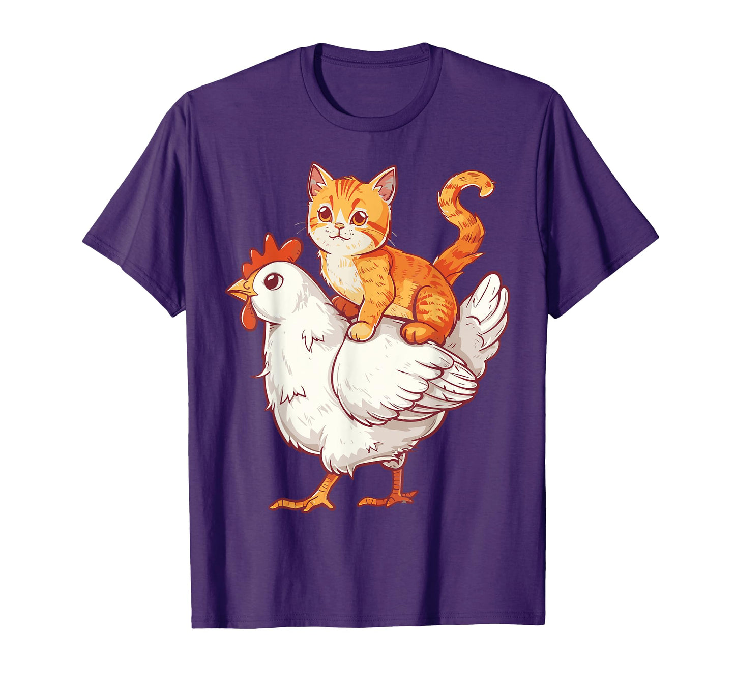 Cat Riding Chicken T-Shirt for Men Women Kids