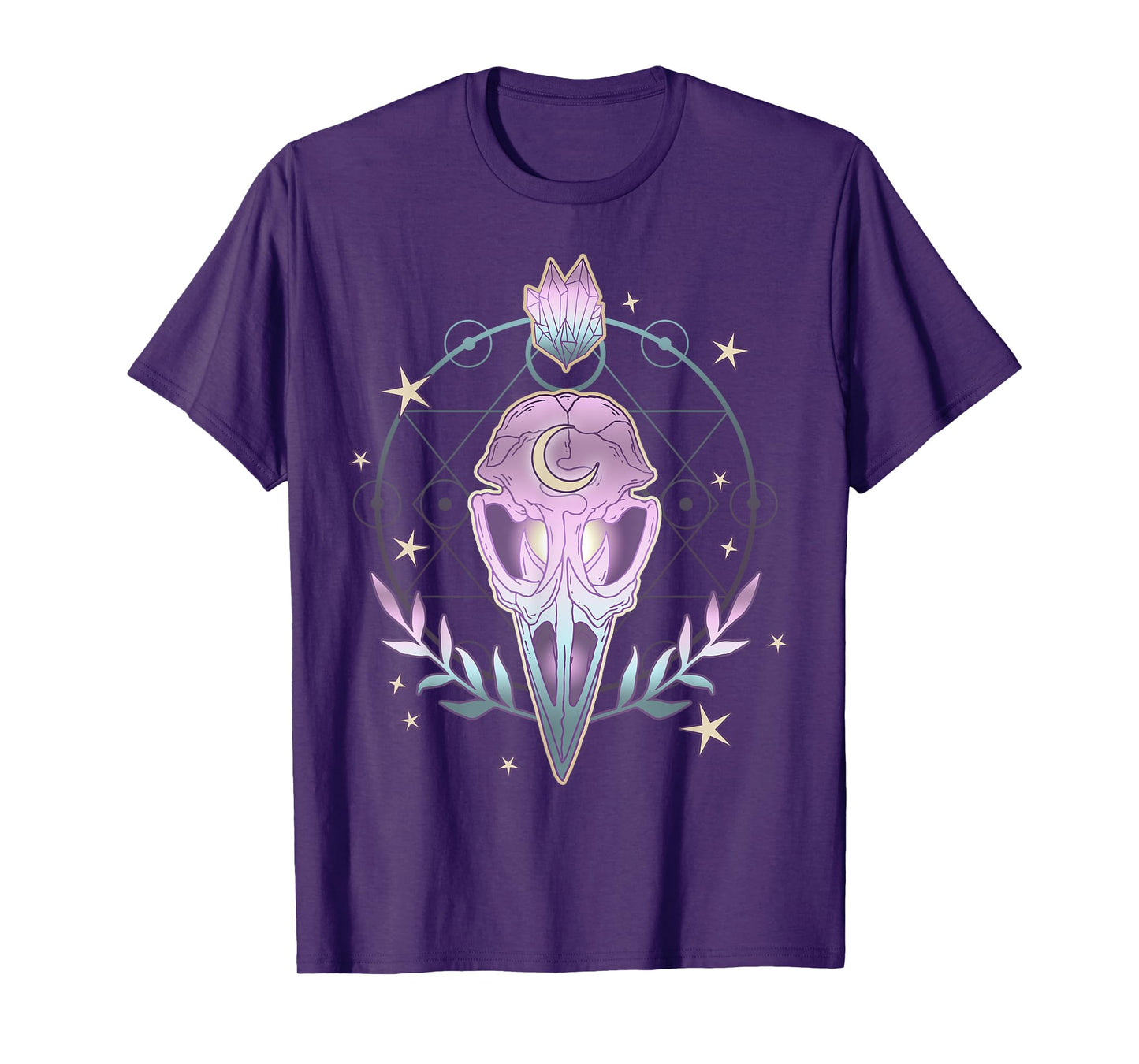 Pastel Goth Creepy Bird Skull - Moon Crystals Aesthetic Gift T-Shirt
