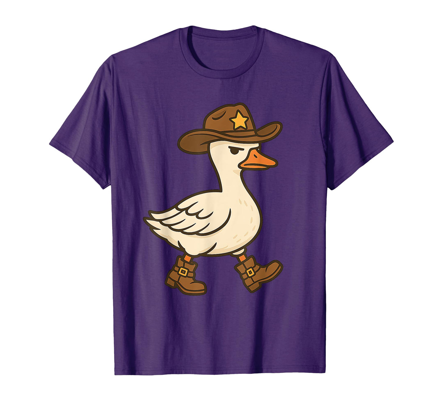 Cowboy Sheriff Duck Funny Western Boots Patrol Goose Humor T-Shirt