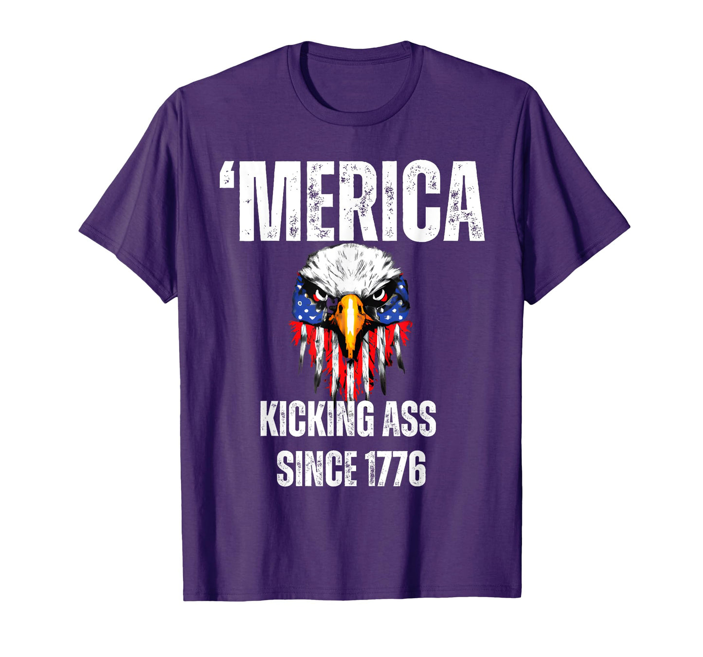 4th July Merica Kicking Ass Since 1776 Eagle Distressed T-Shirt