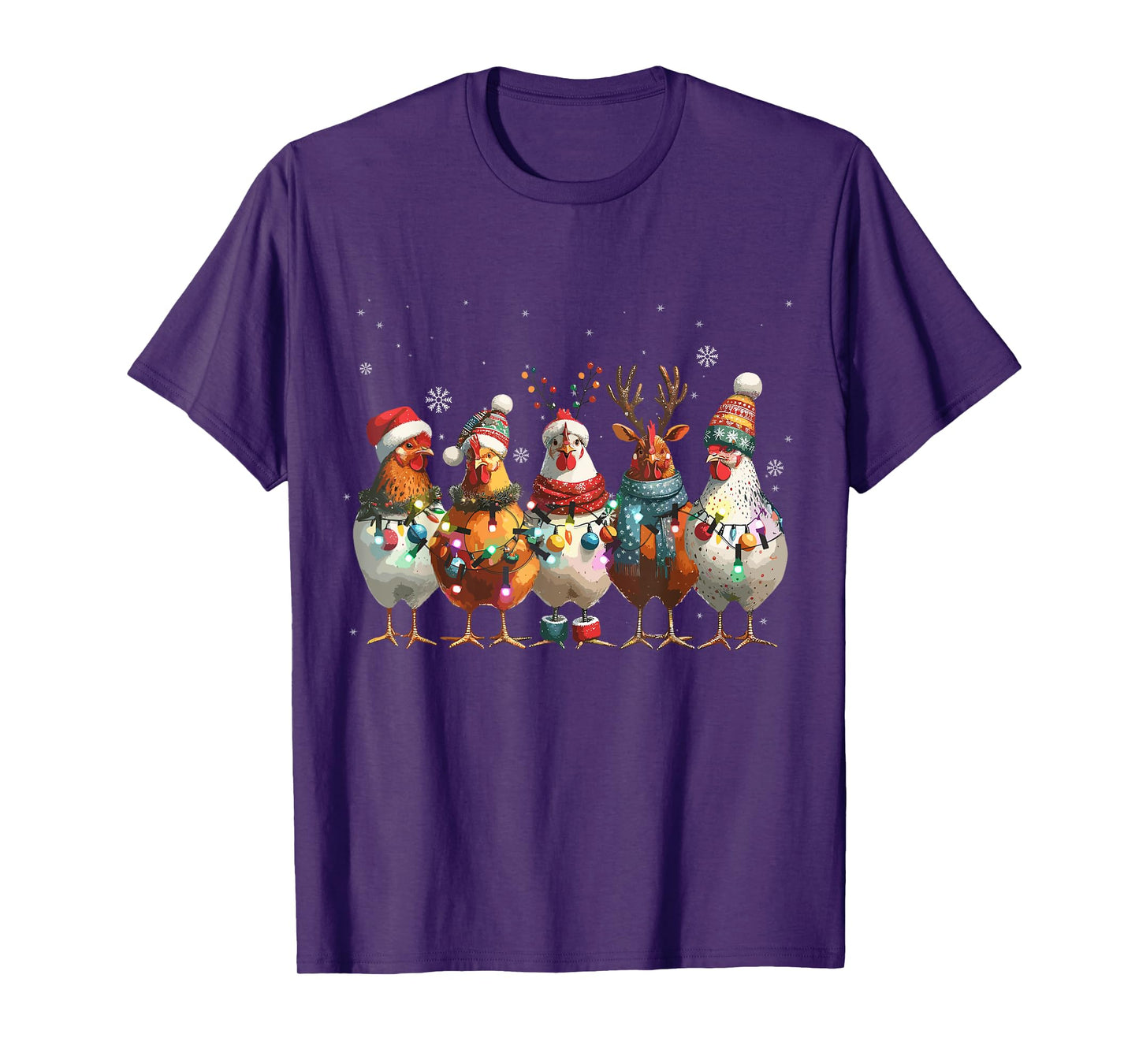 Christmas Lights Chicken Santa Funny Xmas Tree Chicken T-Shirt