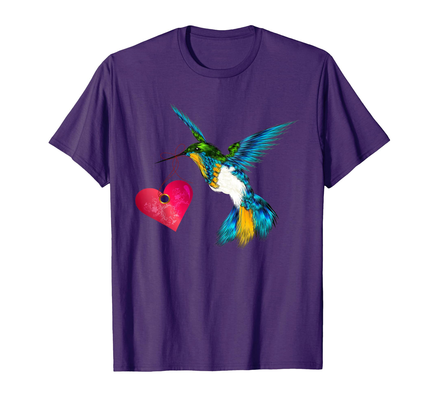 Cute Hummingbird With Heart Bird Lover Design Art Gift T-Shirt