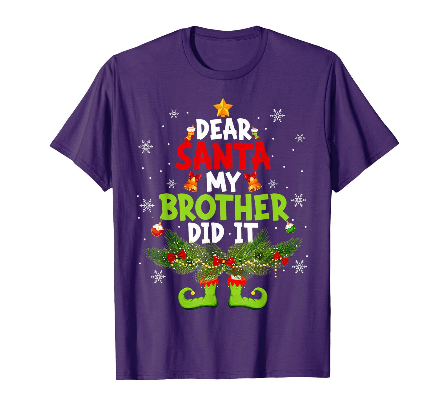 Dear Santa My Brother Did It ELF Matching Christmas Kids T-Shirt
