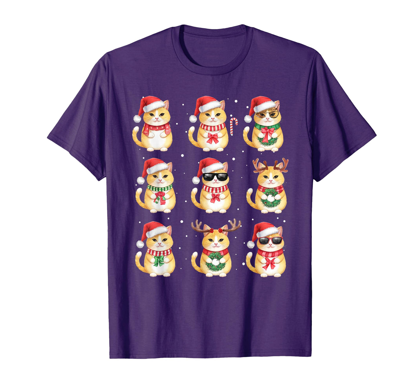 Cat Christmas Lights Funny Cats Lover Animal Pajama T-Shirt