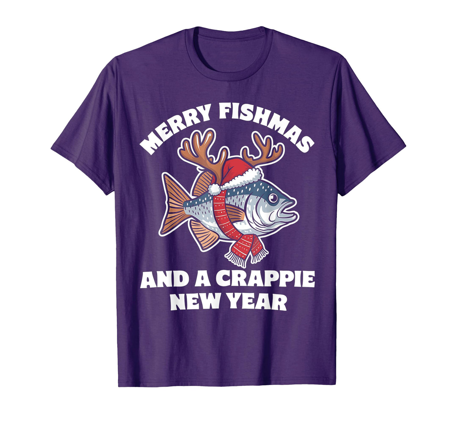 Merry Fishmas and a Crappie New Year Fishing Pun T-Shirt