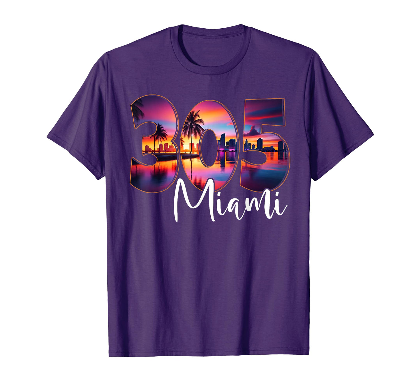 Miami 305 Area Code Vintage Florida Skyline 305 Retro Miami T-Shirt