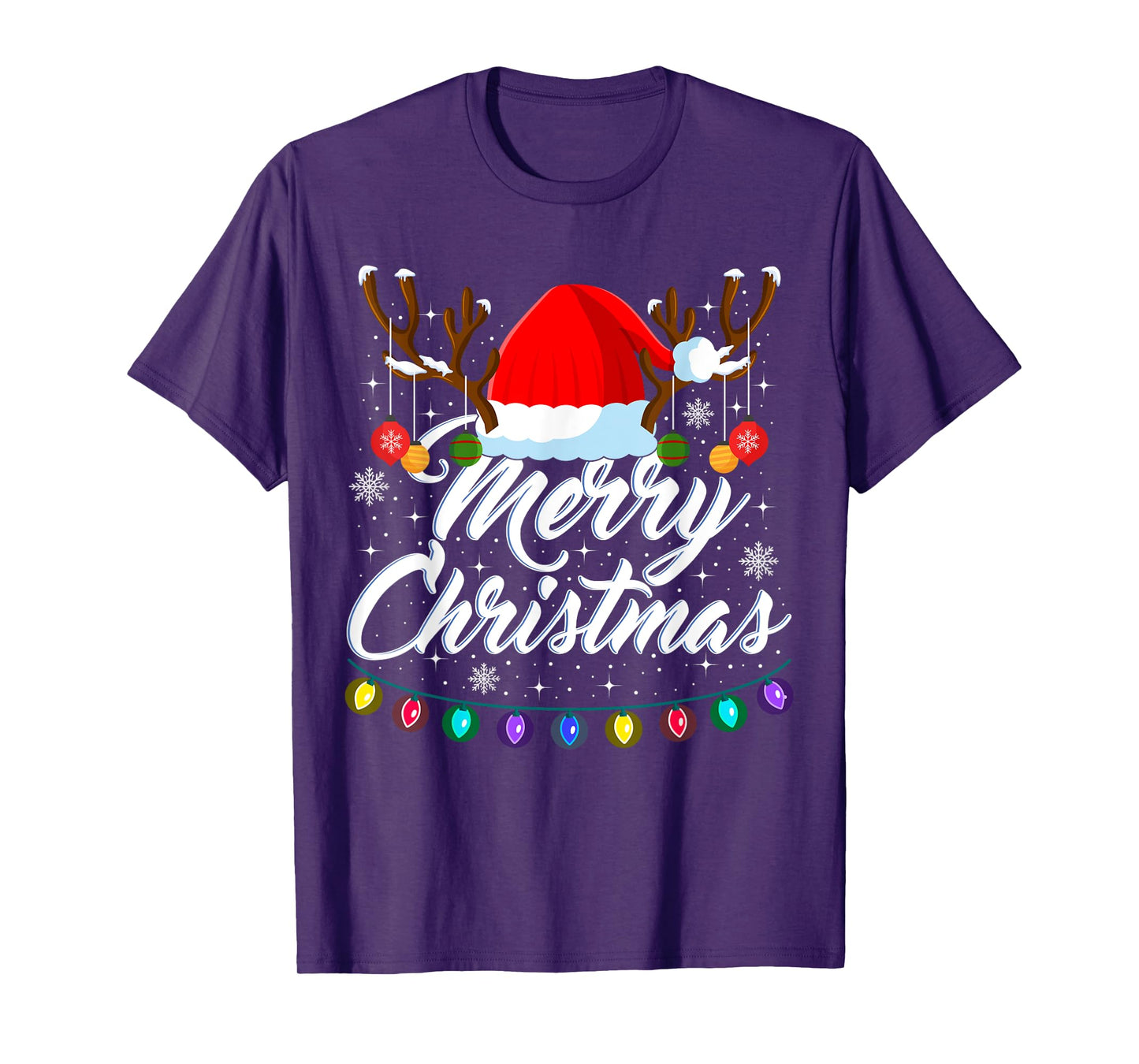 Merry Christmas Red Santa Hat Reindeer Xmas Matching Family T-Shirt