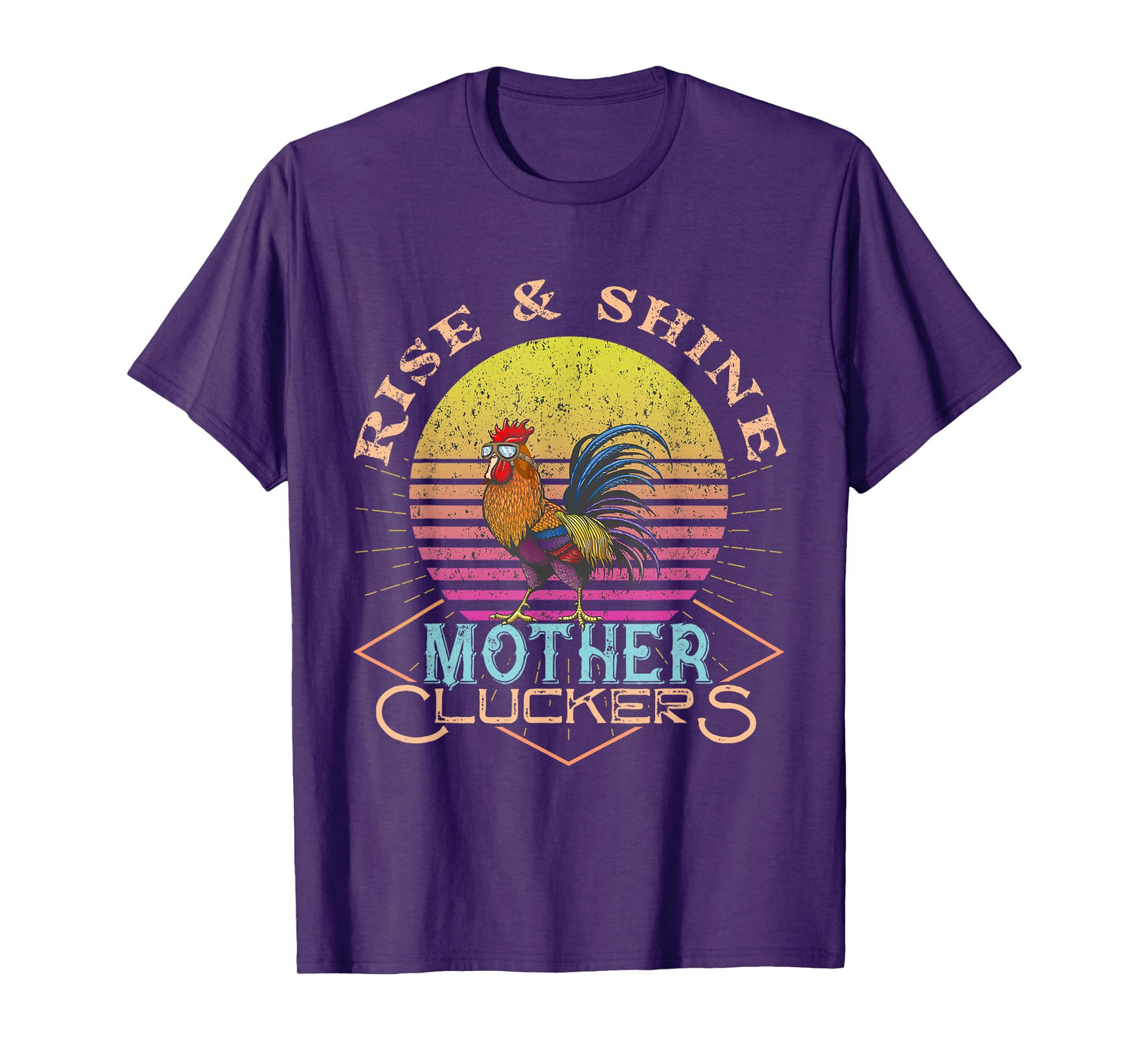 Rise & Shine Vinage Rooster Funny Farm Chicken Tee T-Shirt