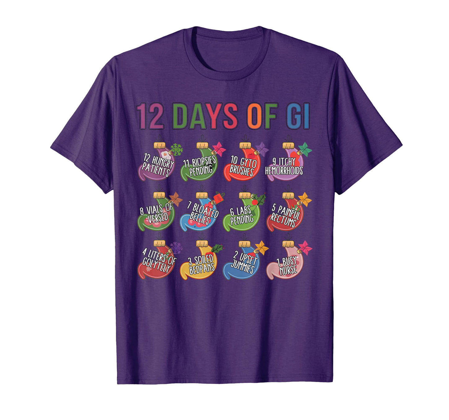 Funny Christmas Gastroenterologist Gastro Crew 12 Days Of GI T-Shirt