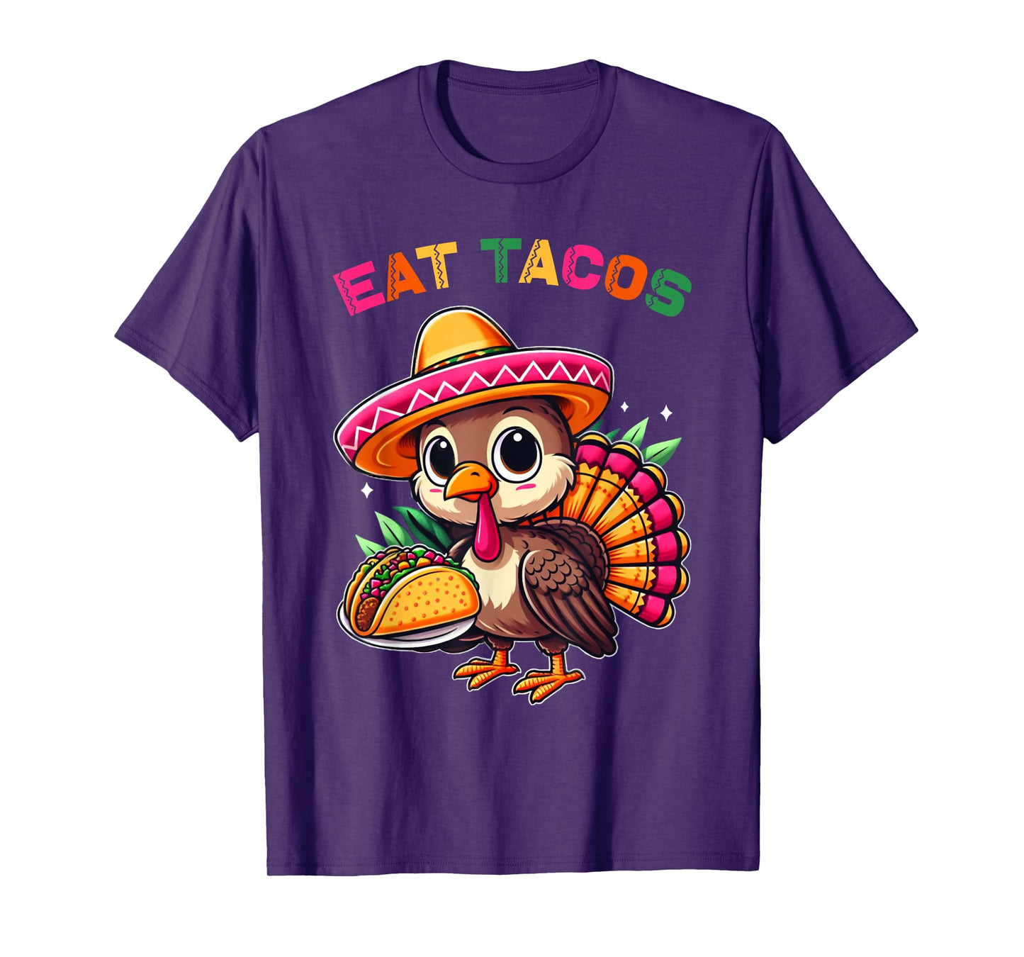 Funny Mexican Cute Turkey Eats Tacos Thanksgiving Kids Boys T-Shirt