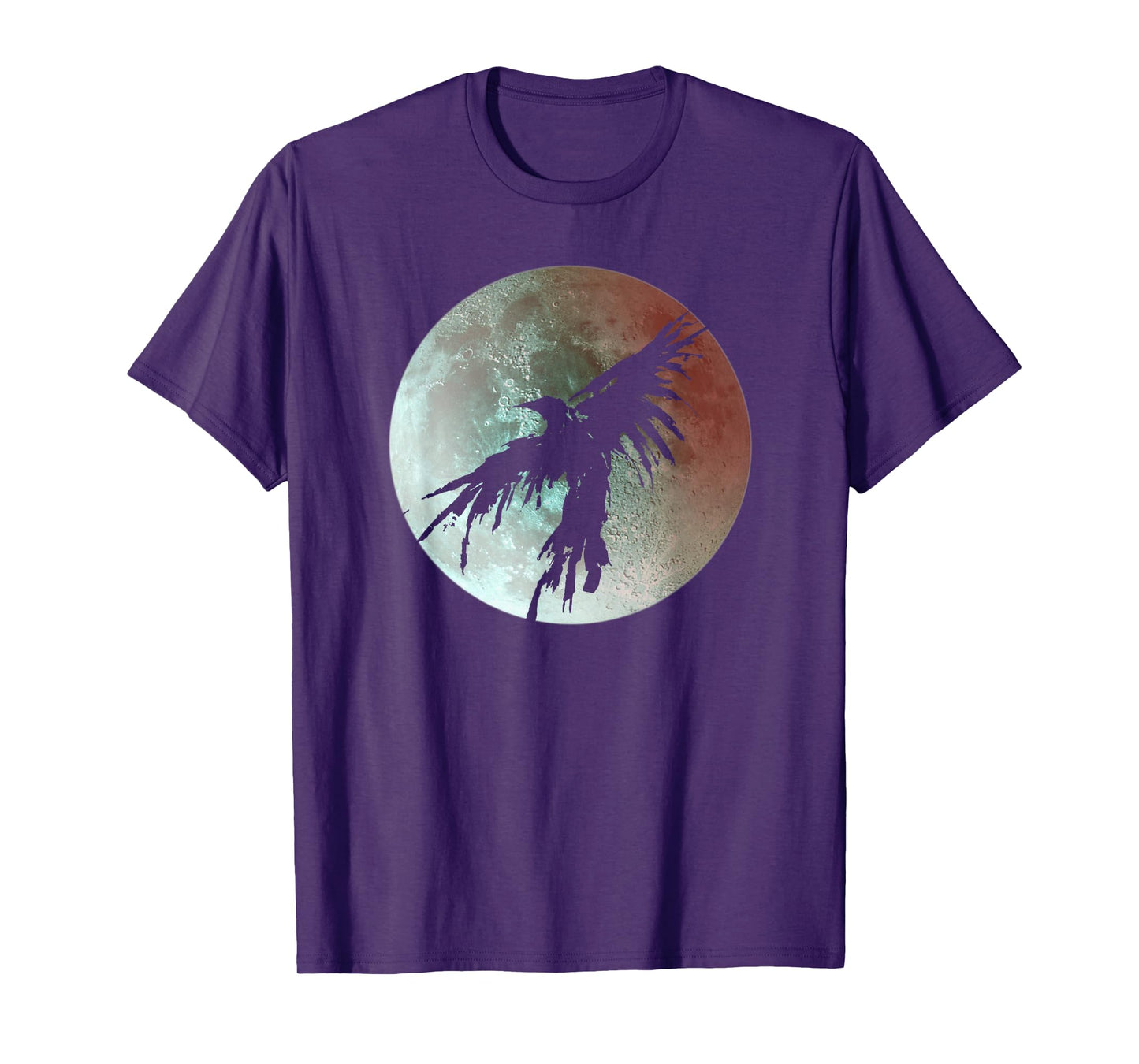 Crow Raven Distressed Flying Bird Full Moon Raven Crow T-Shirt