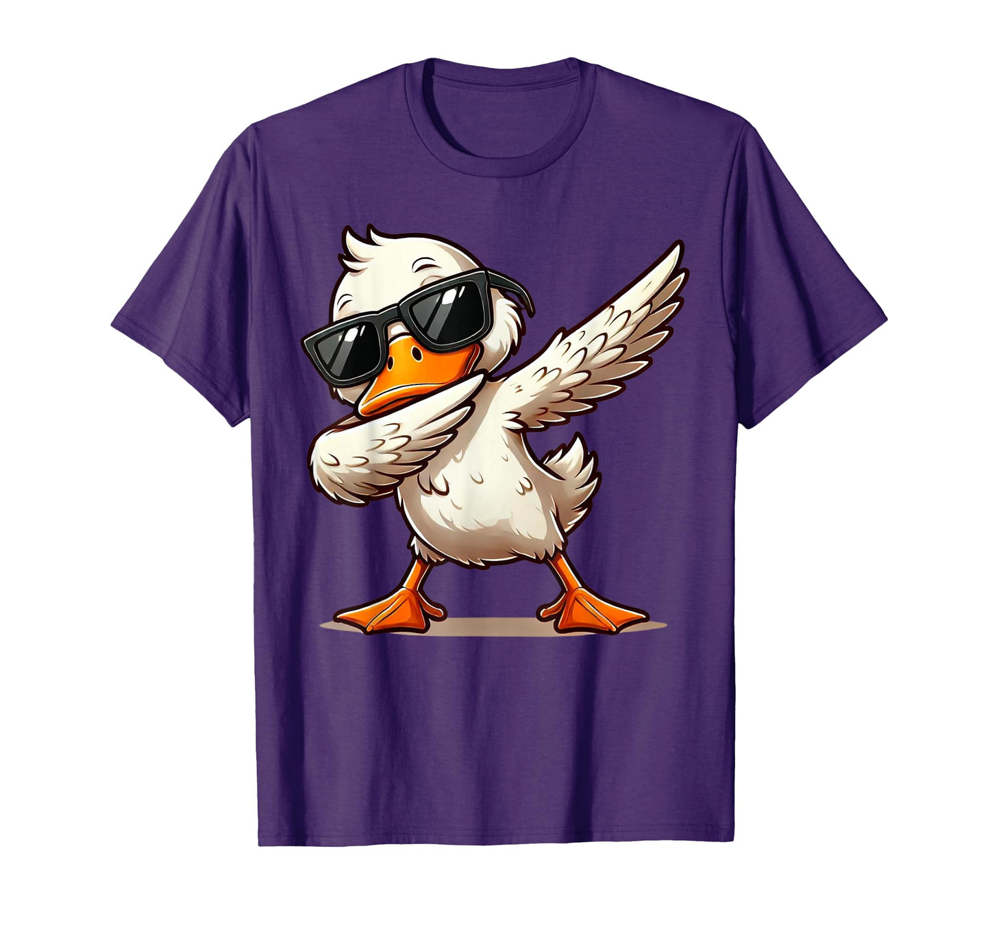 Quirky Bird Designs BY TEERA Dabbing Duck with Sunglasses Funny Cartoon Graphic T-Shirt