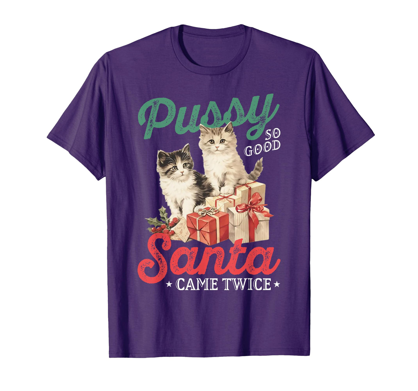 Cat Pussy So Good Santa Came Twice T-Shirt