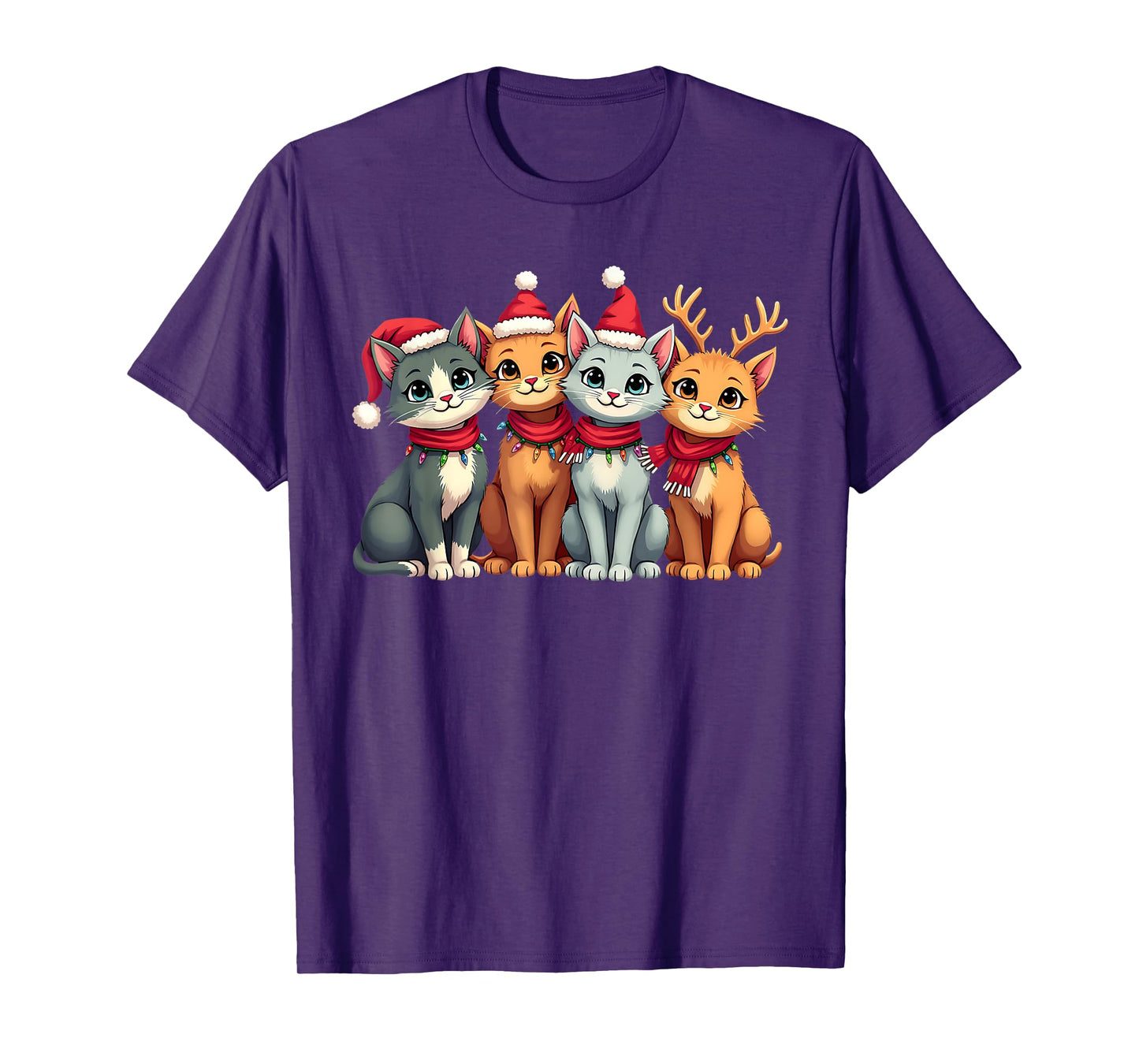 Santa Cat Light Gorgeous Reindeer Pajama Cat Christmas Pj T-Shirt for Men Women Kids