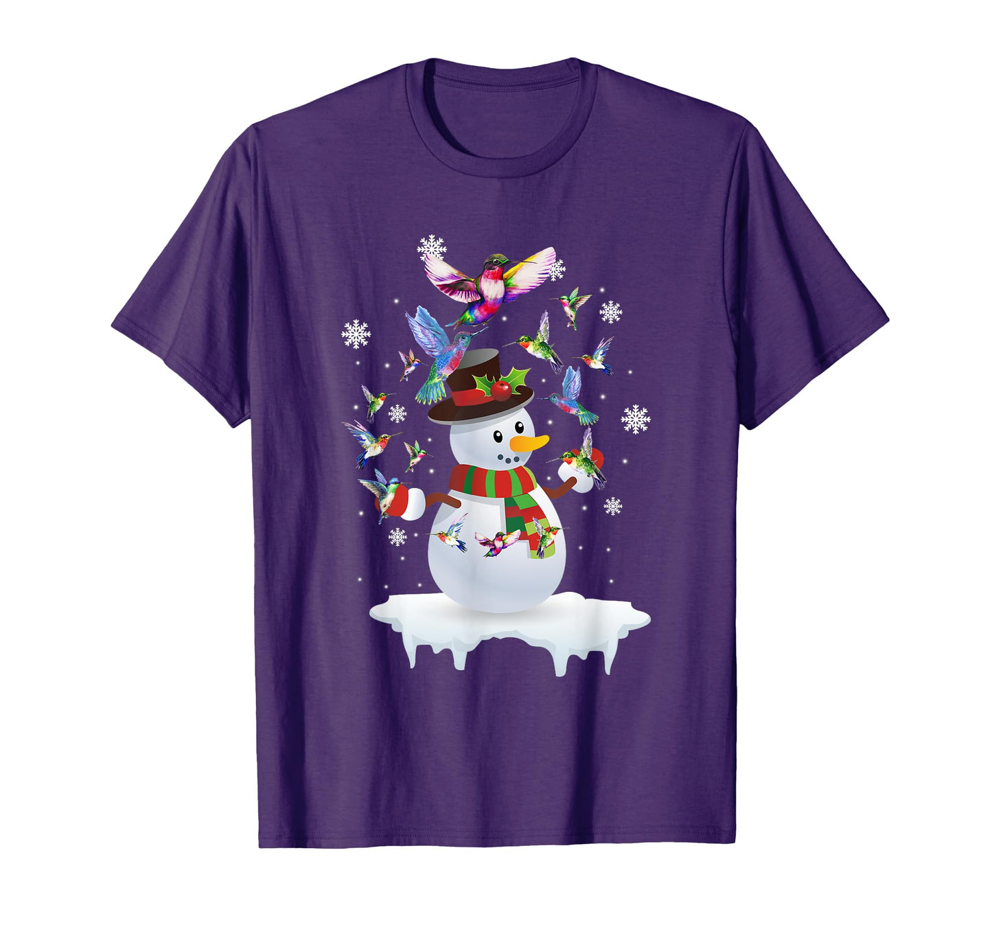 Hummingbirds Snowman Funny Christmas Animal Bird Lovers T-Shirt