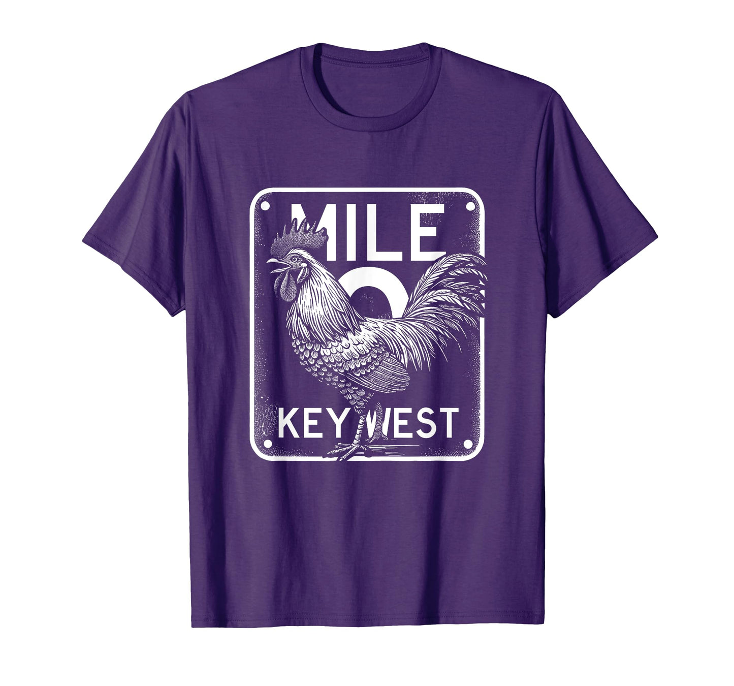 Key West Florida Chicken Retro Mile 0 Rooster Mile Marker T-Shirt