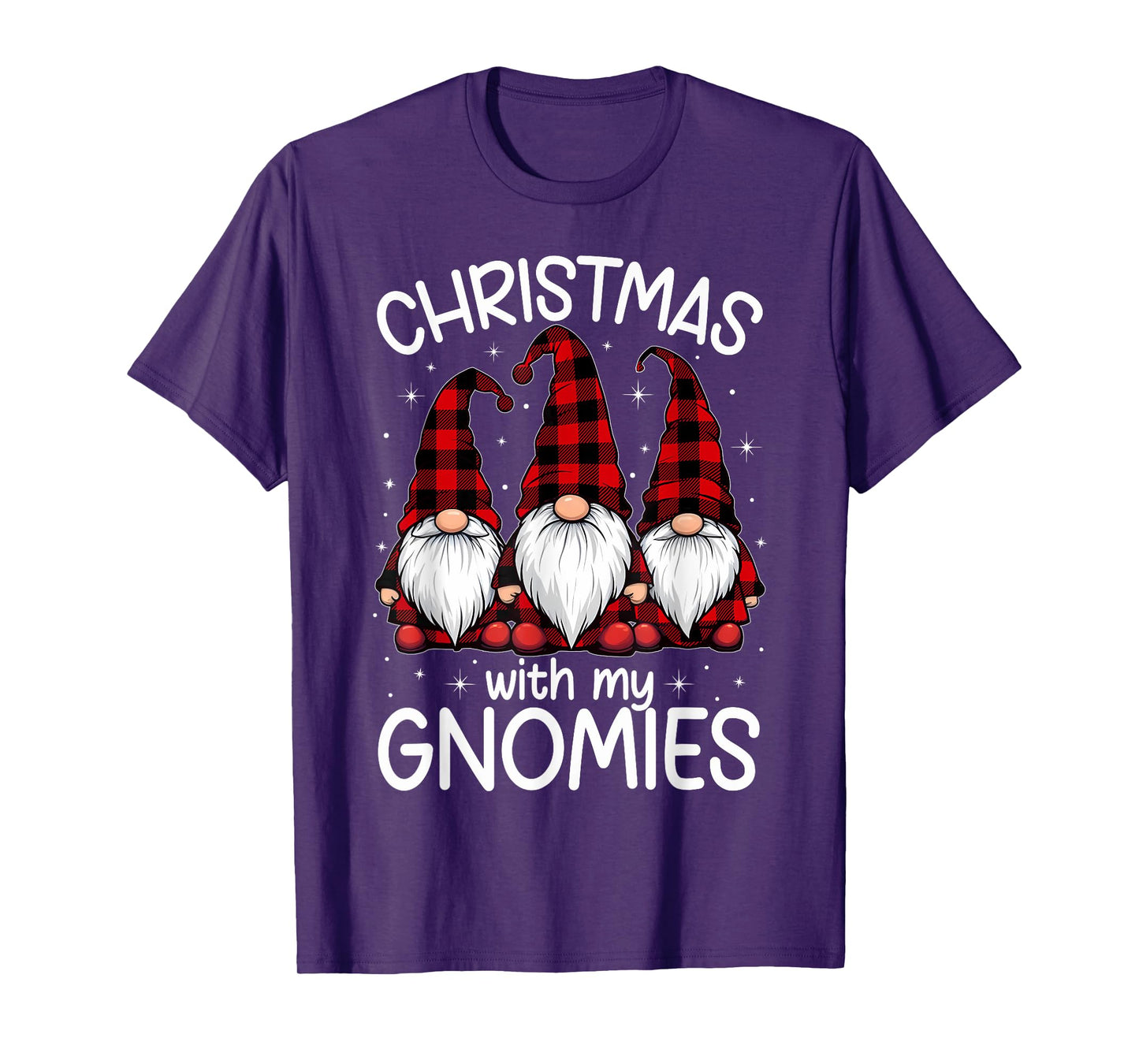 Christmas With My Gnomies Xmas Family Gnome Red Black Plaid T-Shirt