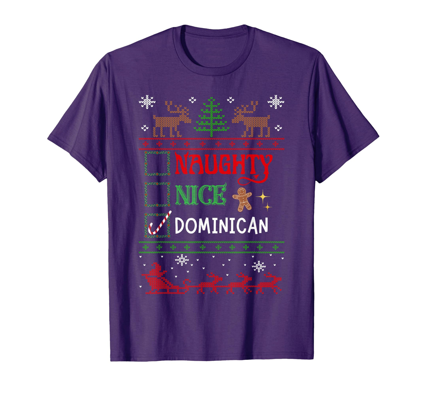 Funny Xmas Nice Naughty List Christmas Dominican Heritage T-Shirt
