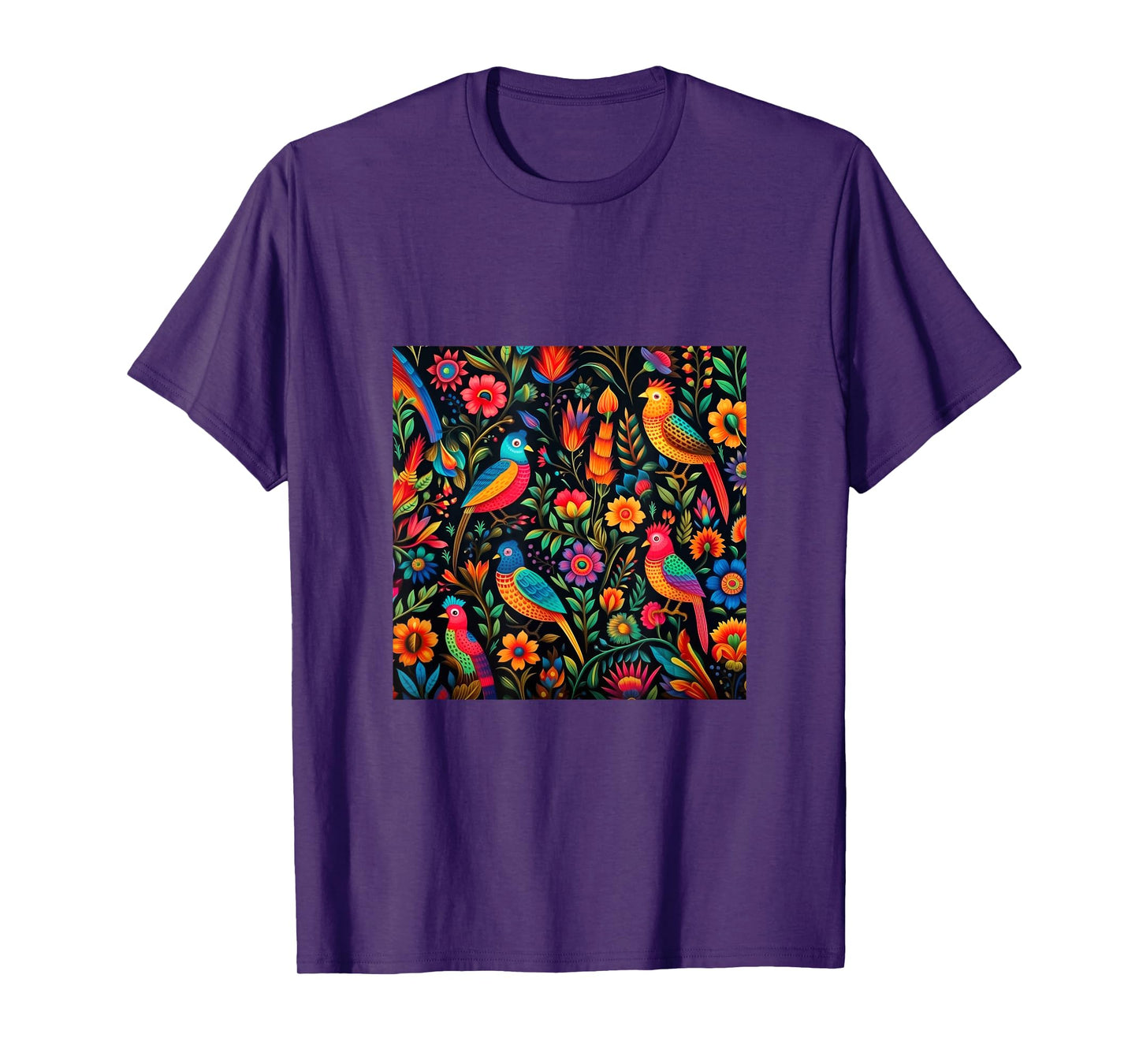 Mexican Embroidery Pattern Art Birds Flowers T-Shirt