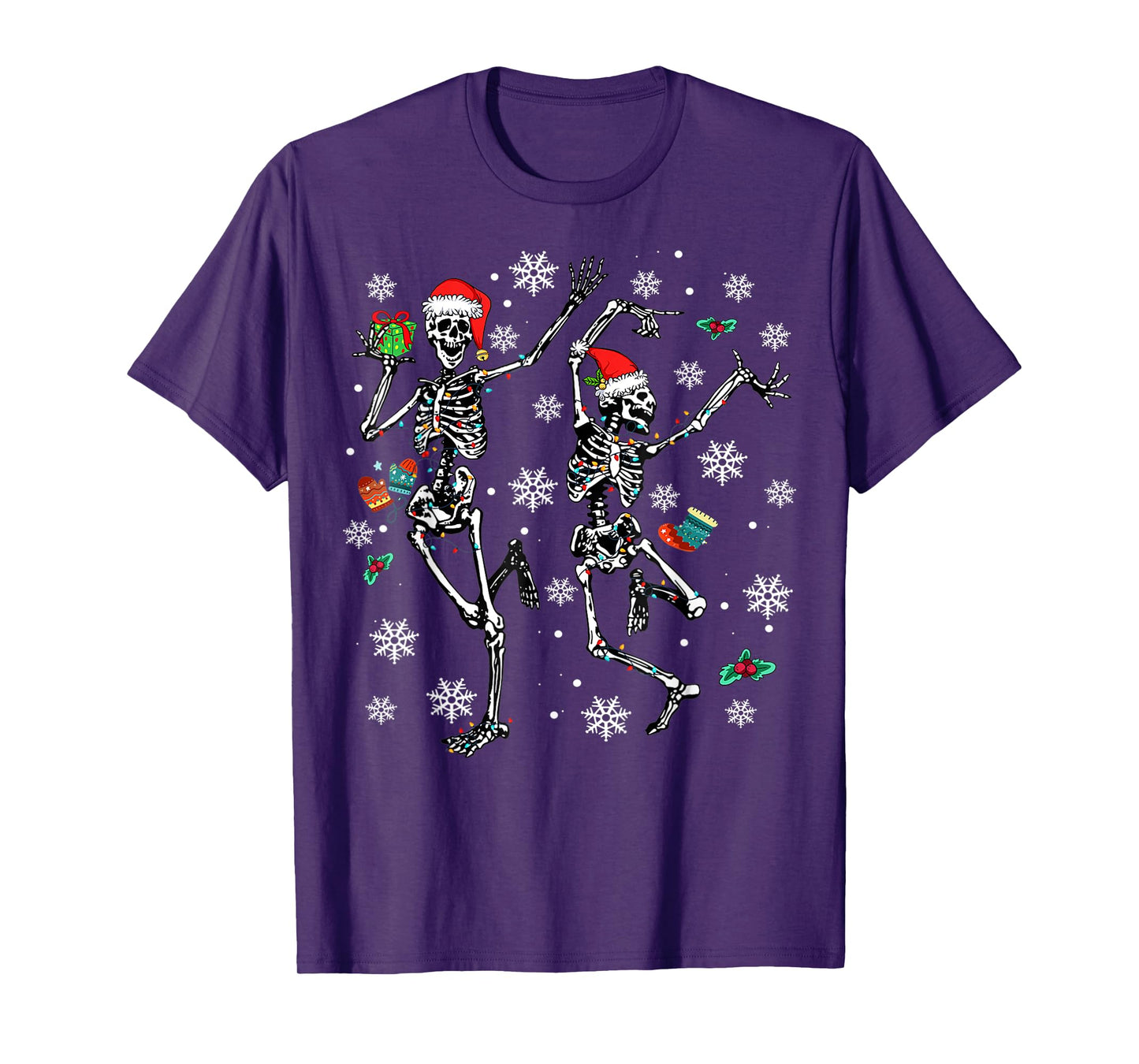 Xmas Tree Christmas Lights Christmas Skeleton Dancing T-Shirt