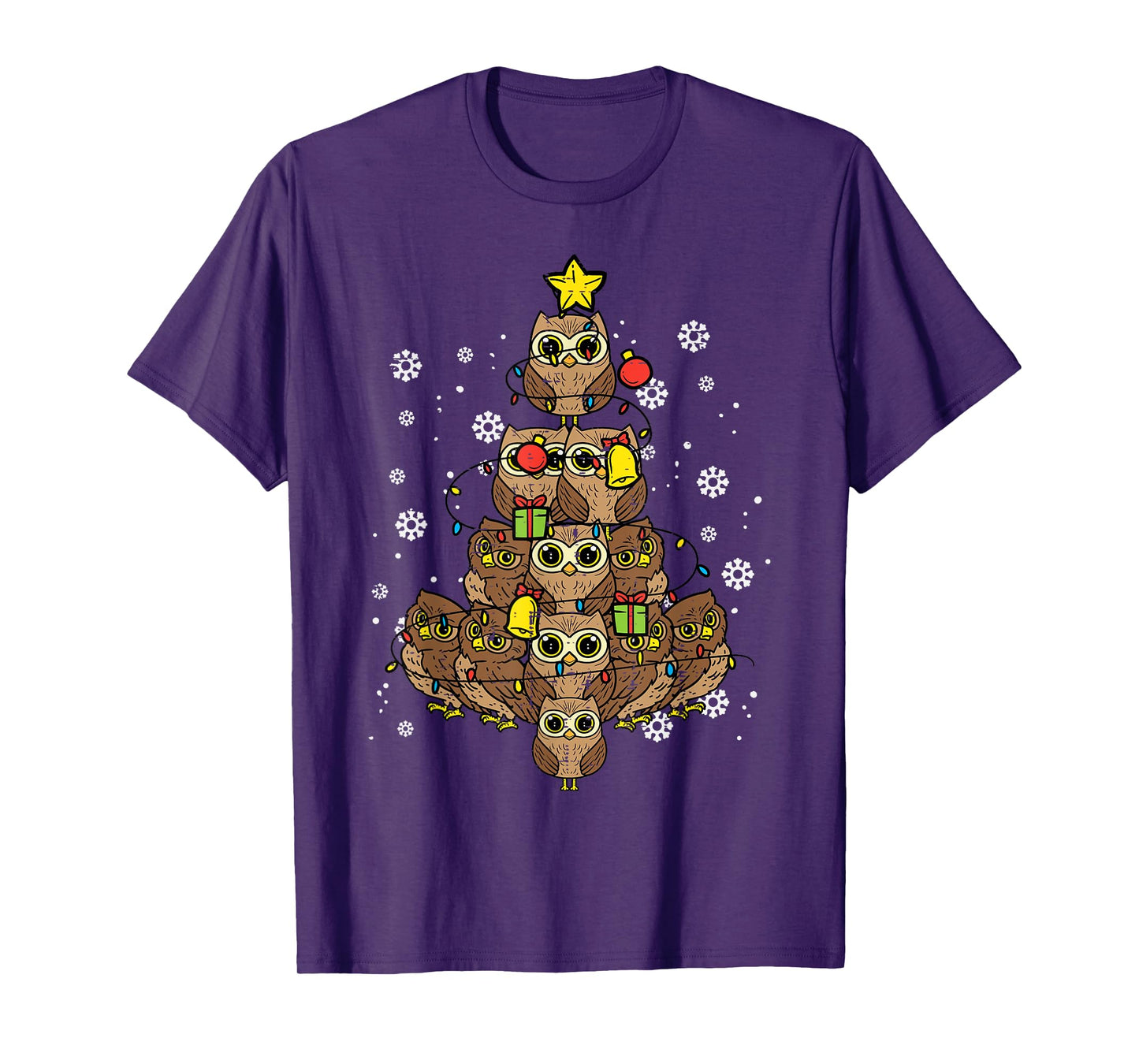 Owls Christmas Tree Cute Xmas Bird Animal Men Women Kids T-Shirt