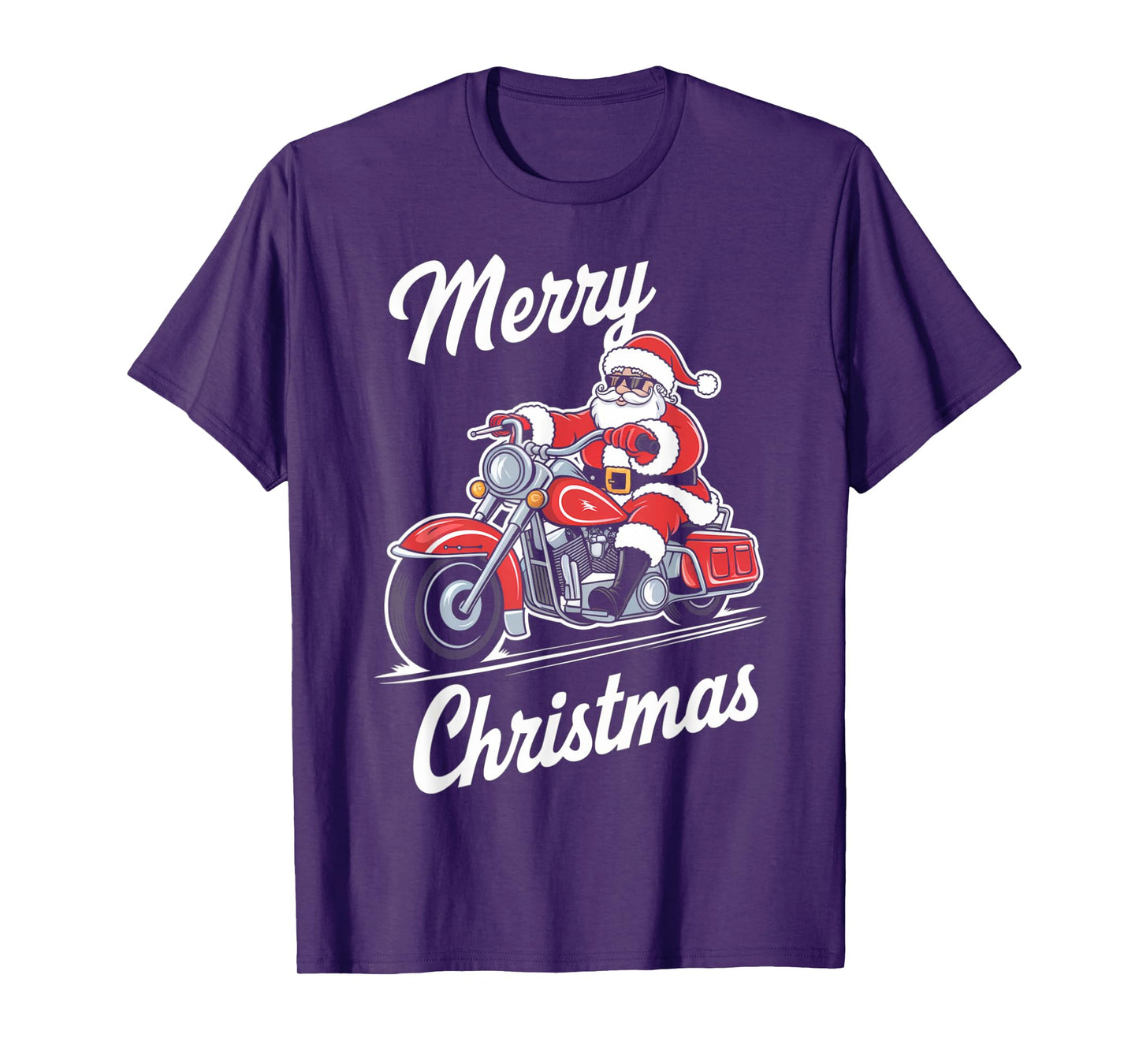 Merry Christmas Santa Riding Motorcycle Biker Lover Xmas T-Shirt