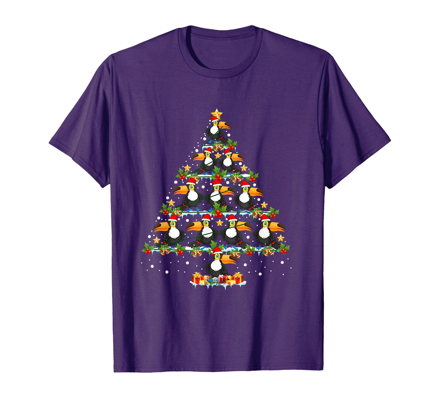 Toucan Bird Lover Xmas Tree Santa Hat Toucan Christmas Tree T-Shirt