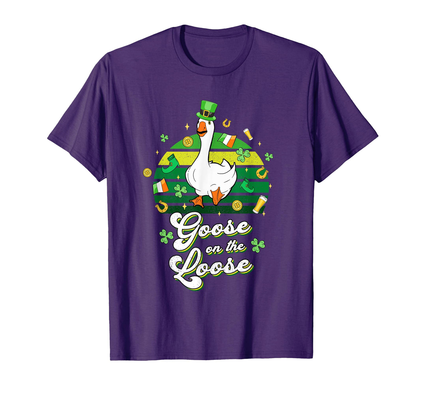 Goose On The Loose Funny St Patrick's Day Silly Goose Bird T-Shirt