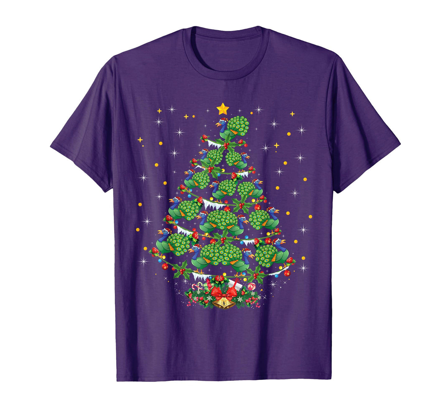 Funny Peacock Bird Lover Xmas Gift Peacock Christmas Tree T-Shirt