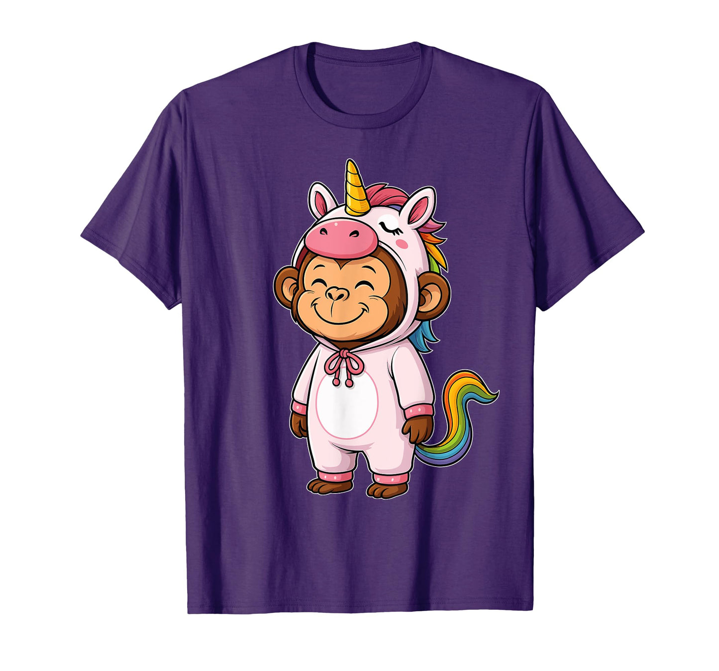 Kawaii Monkey In Unicorn Costume for Girls kids Monkey Lover T-Shirt