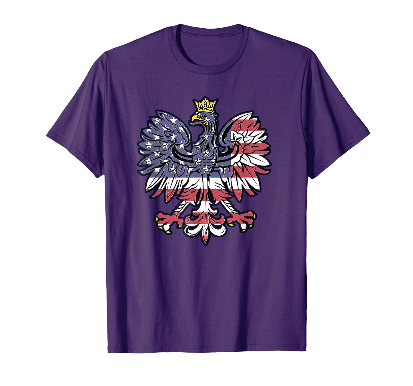 Polish Eagle American Flag Pride Falcon Gift T Shirt T-Shirt