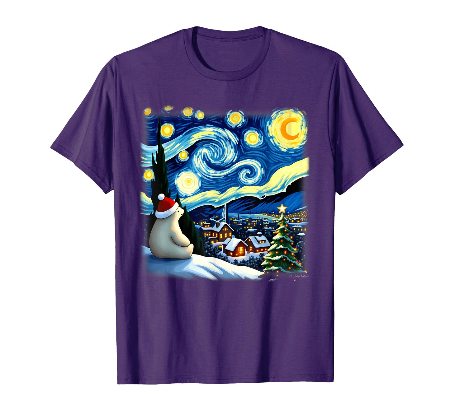 Christmas Polar Bear Starry Night T-Shirt