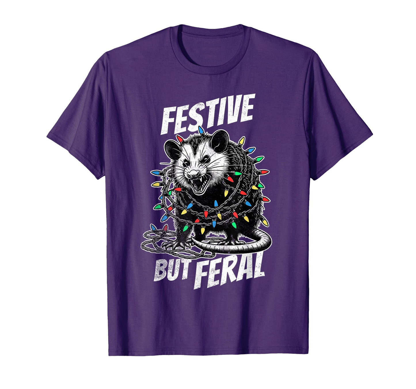 Sorry Santa I've Been Feral Festive Christmas Opossum T-Shirt