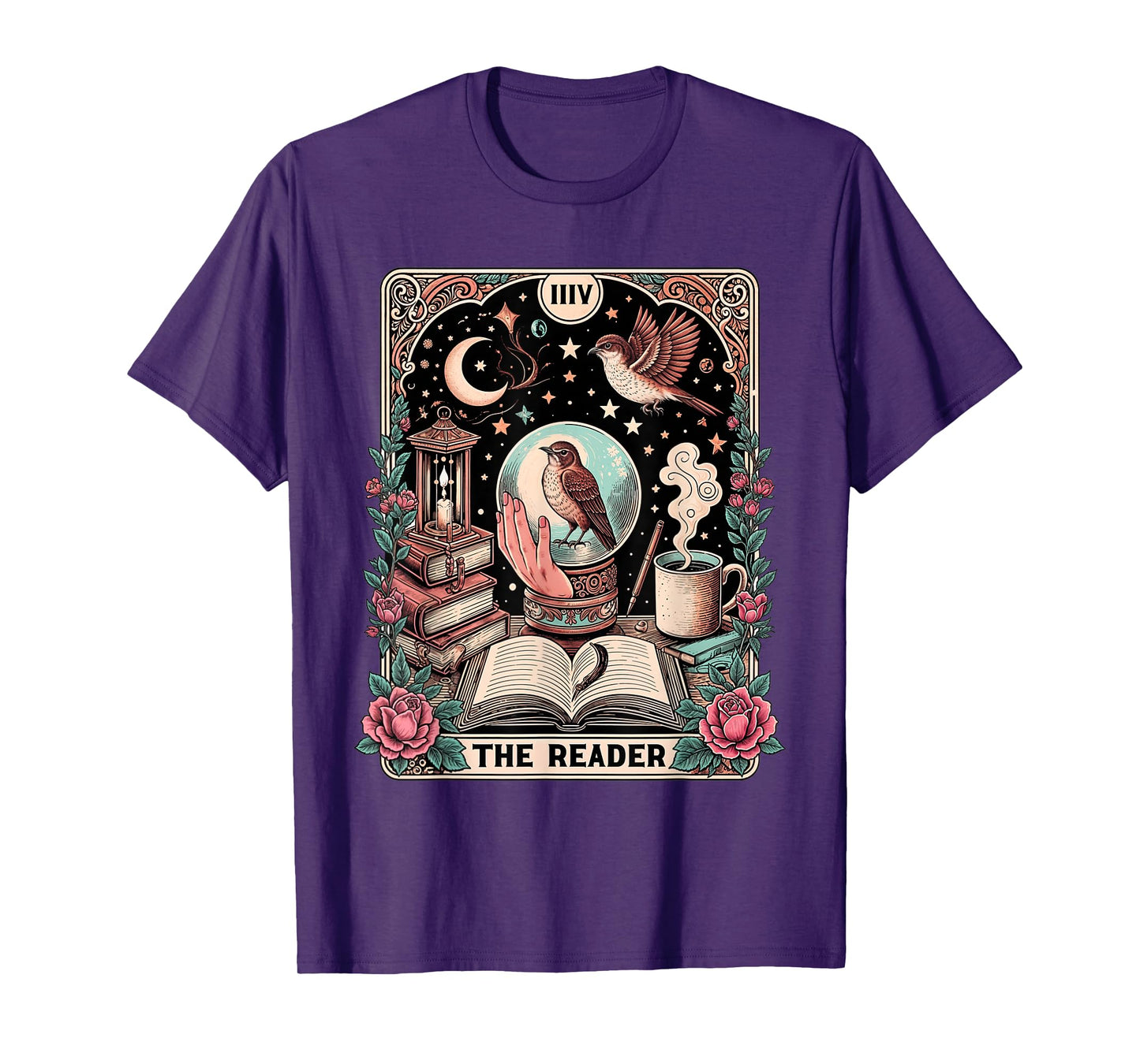 The Reader Tarot Card Shirt Funny Bird Book Lover Bookworm T-Shirt