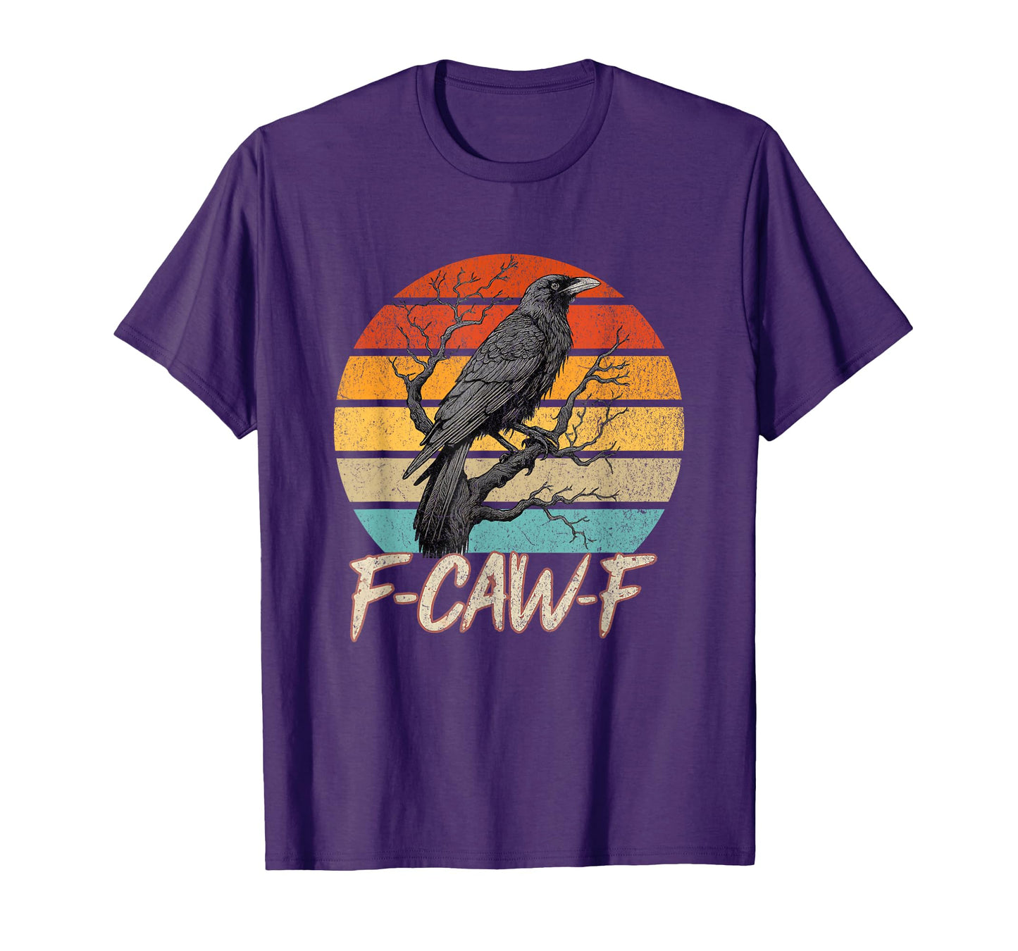 Retro F-Caw-F Funny Crow Bird Grunge Design T-Shirt