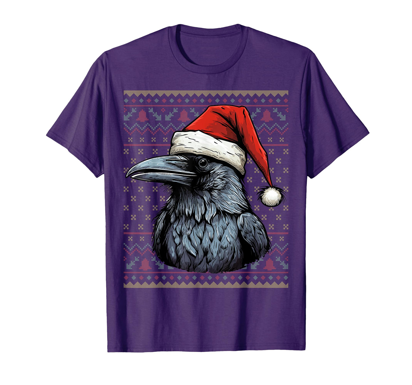 Crow Lover Santa Hat Xmas Holiday Ugly Crow Christmas T-Shirt