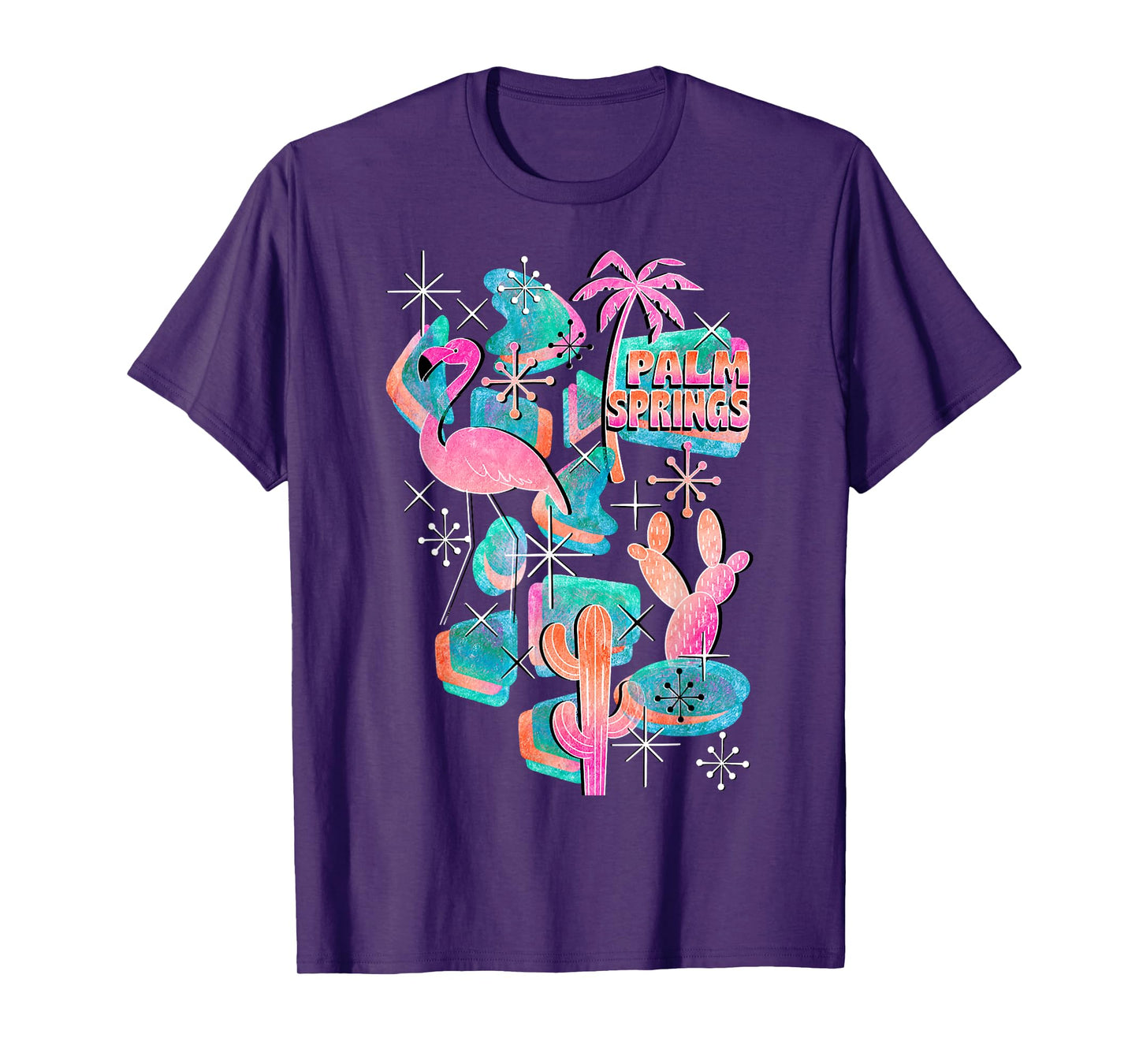 Peachy Palm Springs Vacation, Cool Flamingo On Summer T-Shirt